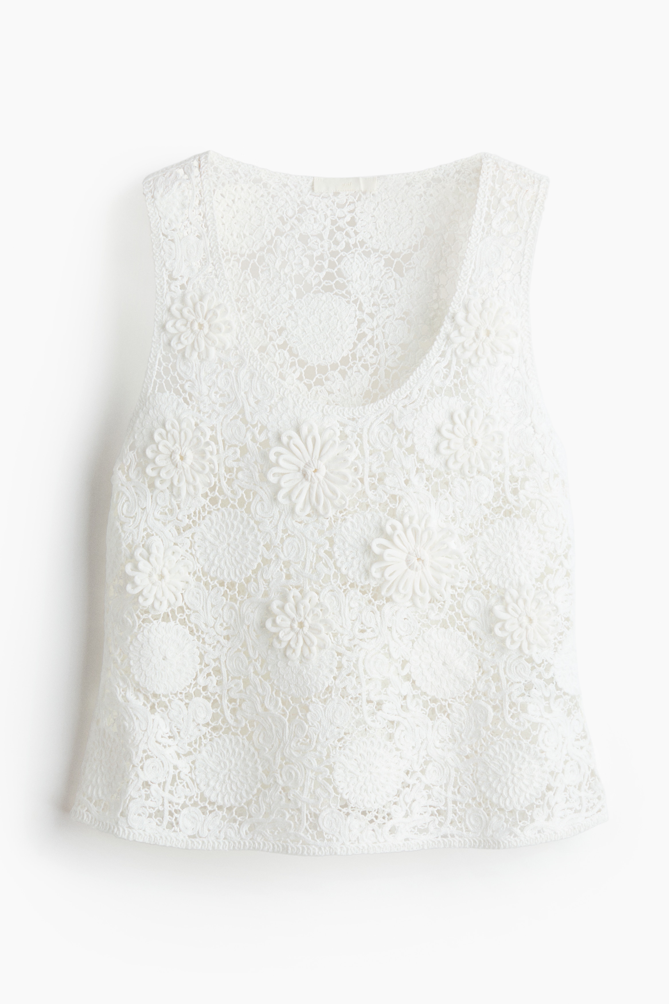 Top efecto crochet con aplicaciones - Blanco