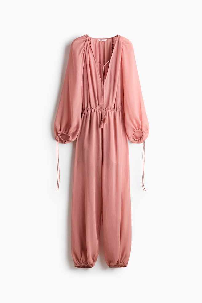 Oversized balloon-leg jumpsuit - Dark dusty pink/Dark brown - 1