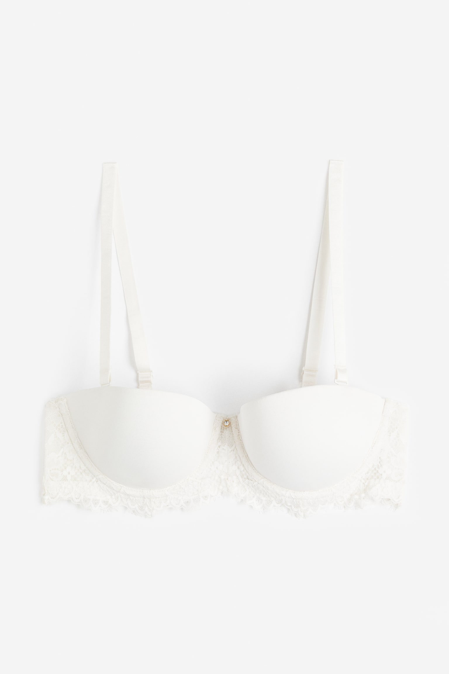 Padded Balconette Bra - White/Light beige - 1