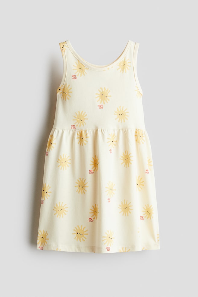 Patterned cotton dress - Light yellow/Hello Sun/Yellow/Lemons/Light turquoise/Birds/Peach pink/Butterflies/White/Butterflies/Light pink/Fruits/Light pink/Bows/Light green/Cherries/Beige/Leopard print/Light blue/Bows/Light blue/Striped/Light pink/Unicorns/Light blue/Floral/White/Watermelons/Cream/Floral/White/Zebra print - 1