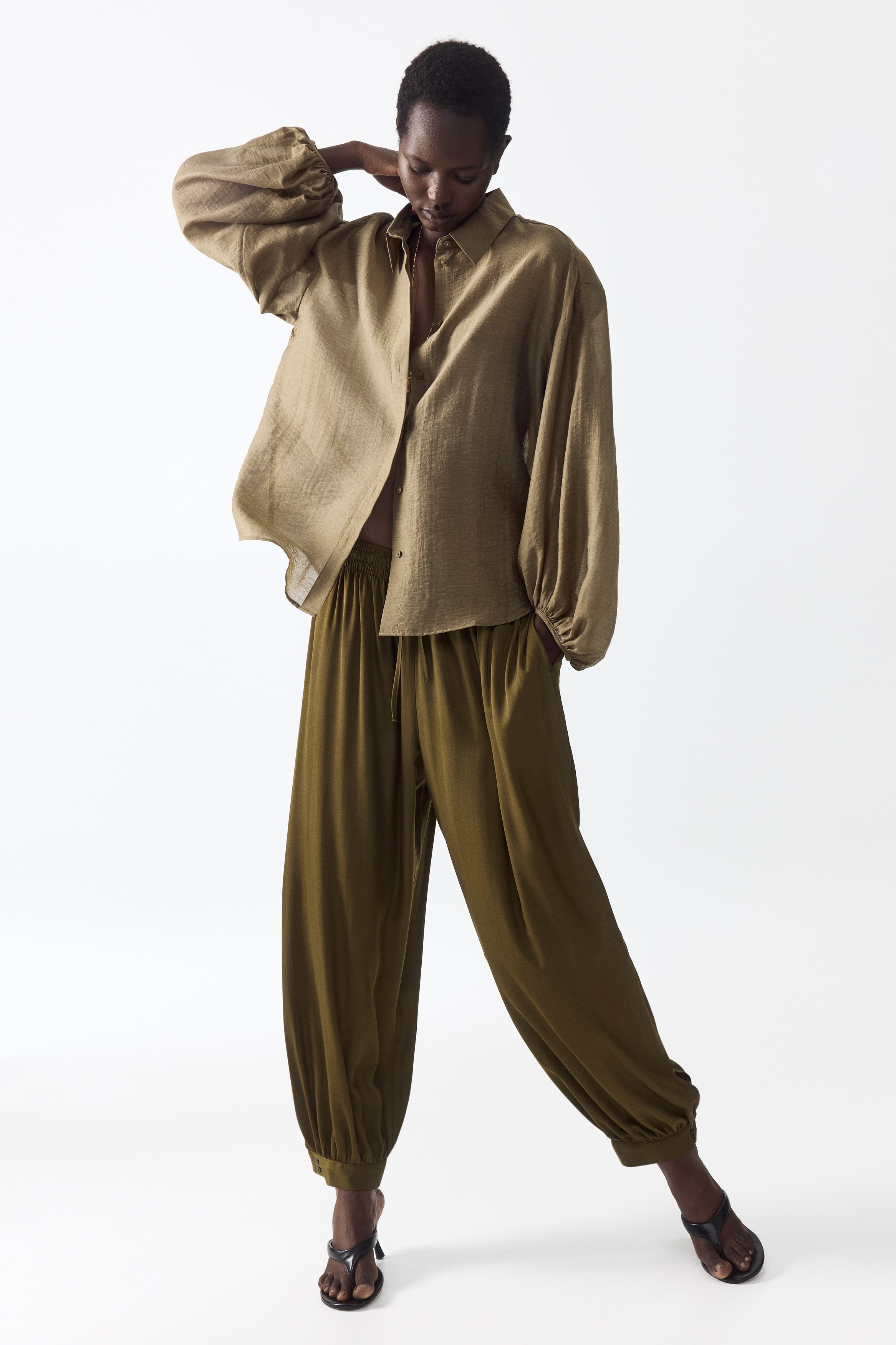 Áo kiểu vải linen pha