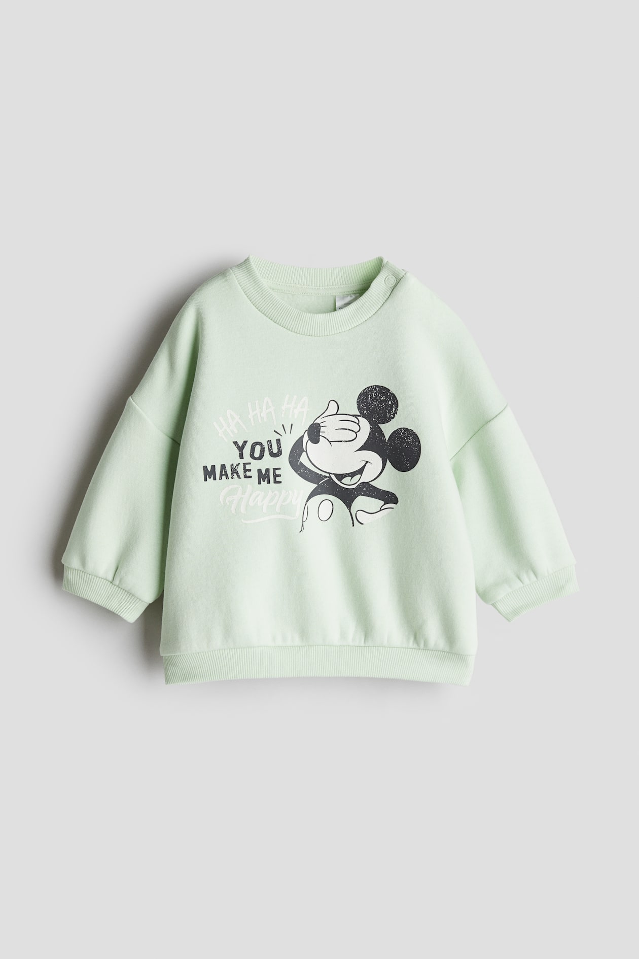 Print-motif sweatshirt Light green/Mickey Mouse Kids H&M IN