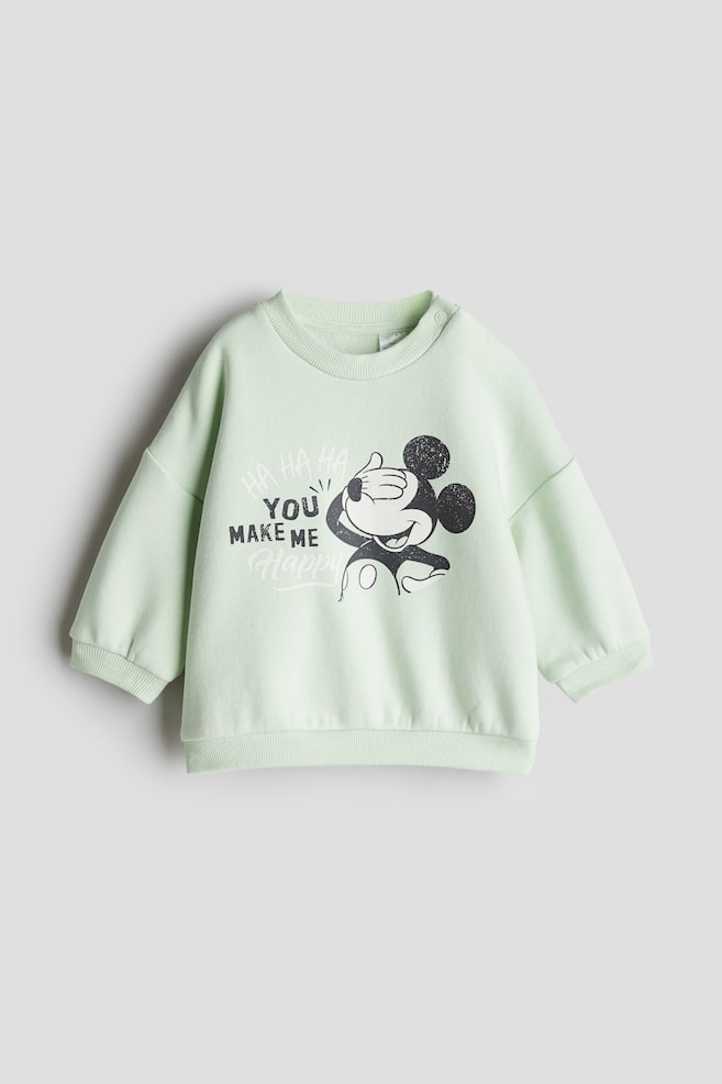 Baskı Motifli Sweatshirt - Açık yeşil/Mickey Mouse - 1