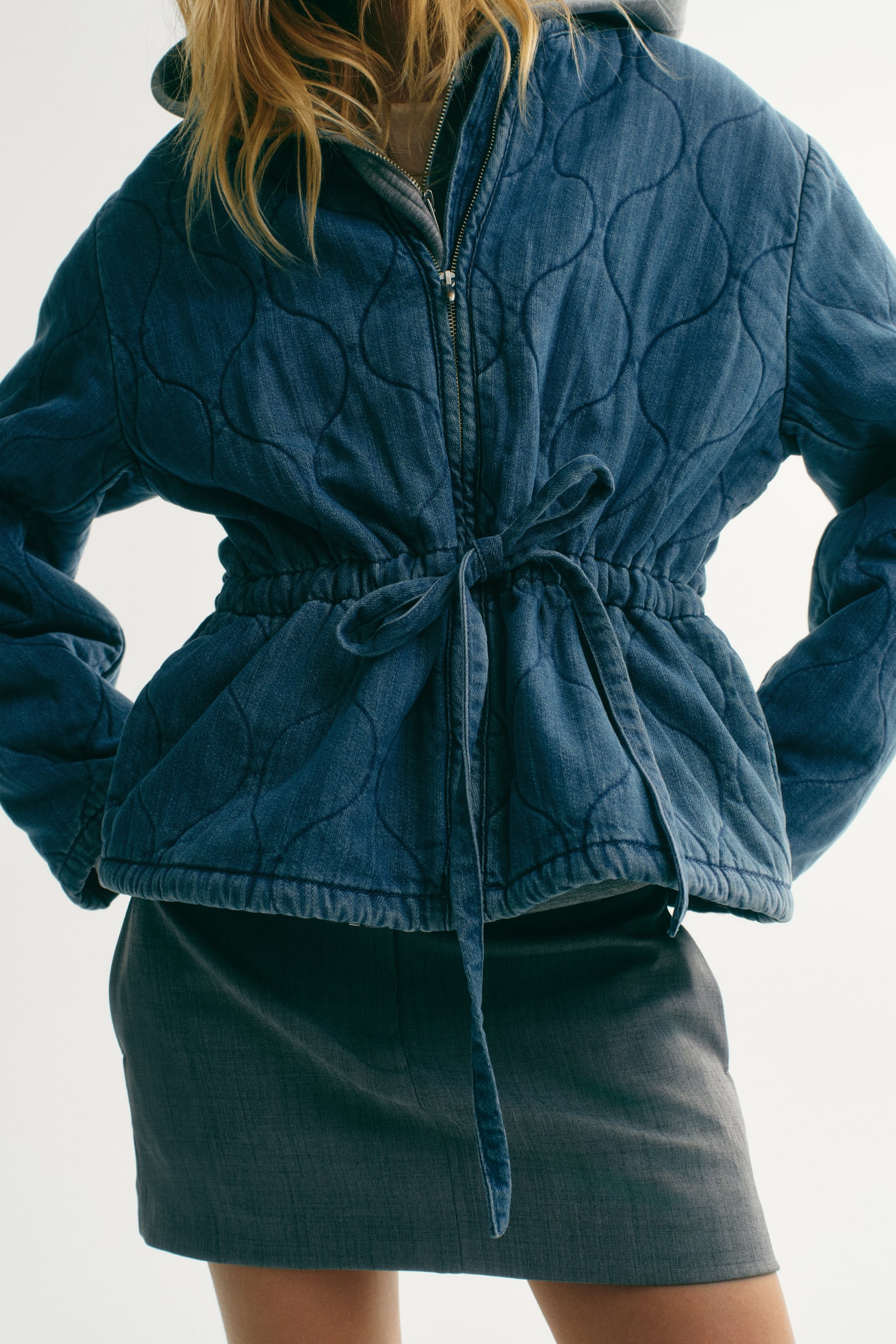 ז'קט ג'ינס קווילט - כחול ג'ינס/כחול ג'ינס כהה - 3