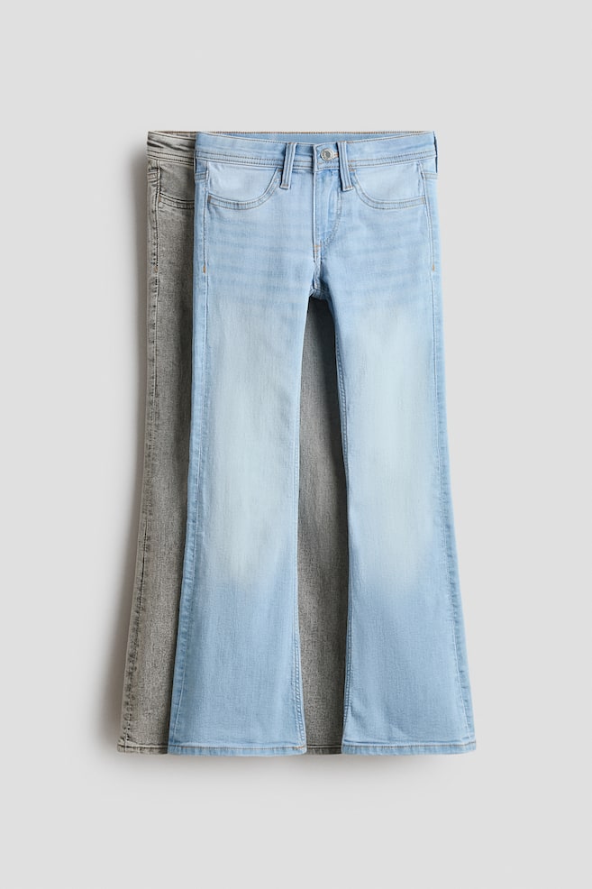 2-pack Flared Leg Low Jeans - Denim grey/Denim blue/Black/Denim blue/Light denim blue/Denim blue - 1
