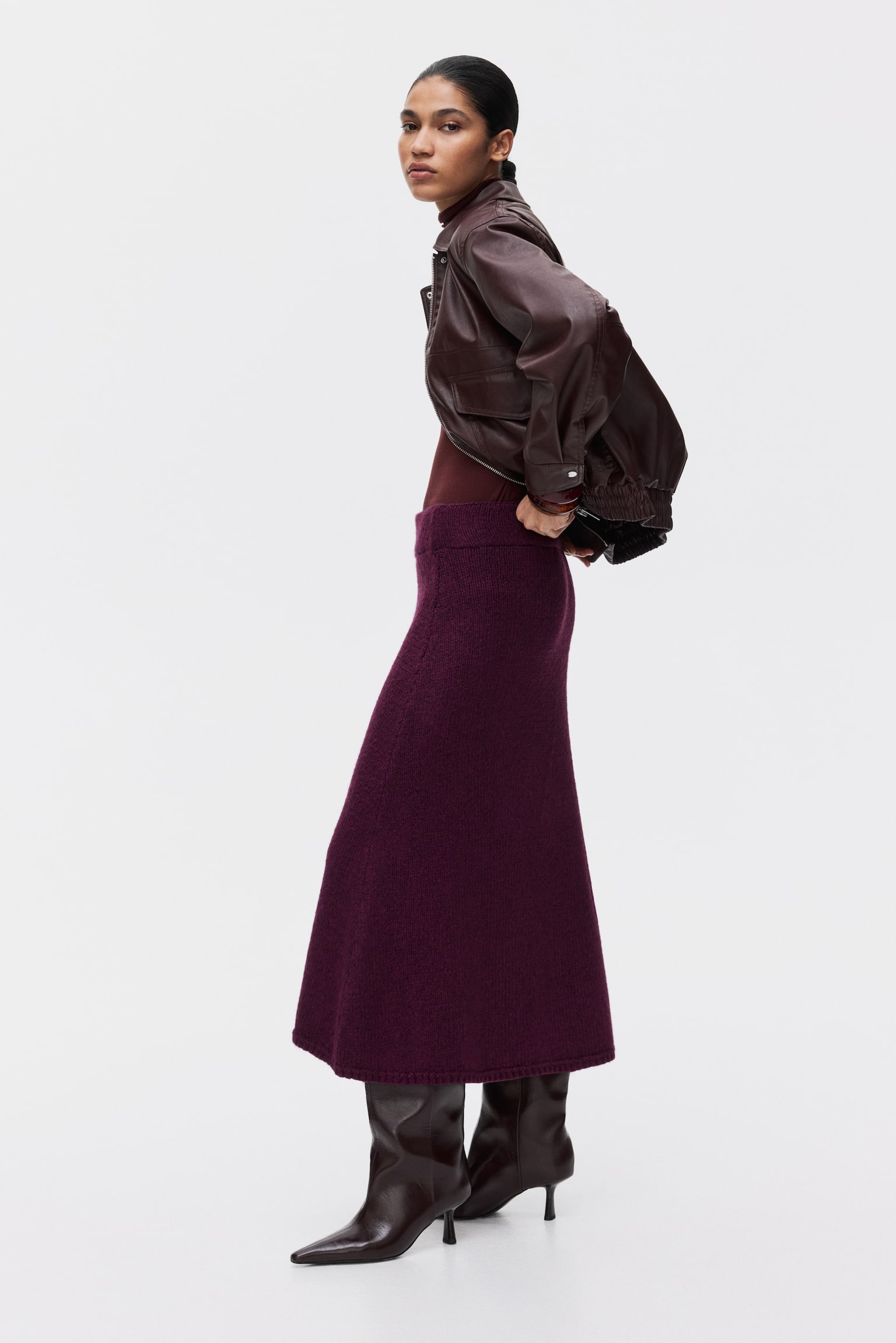 Женская юбка H&M Knit, цвет: Тёмный фиолетовый — фото 2