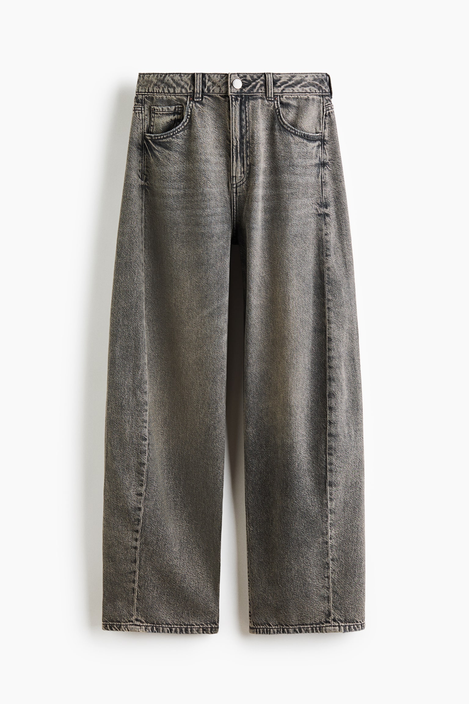 Barrel High Waist Jeans - אפור ג'ינס - 1