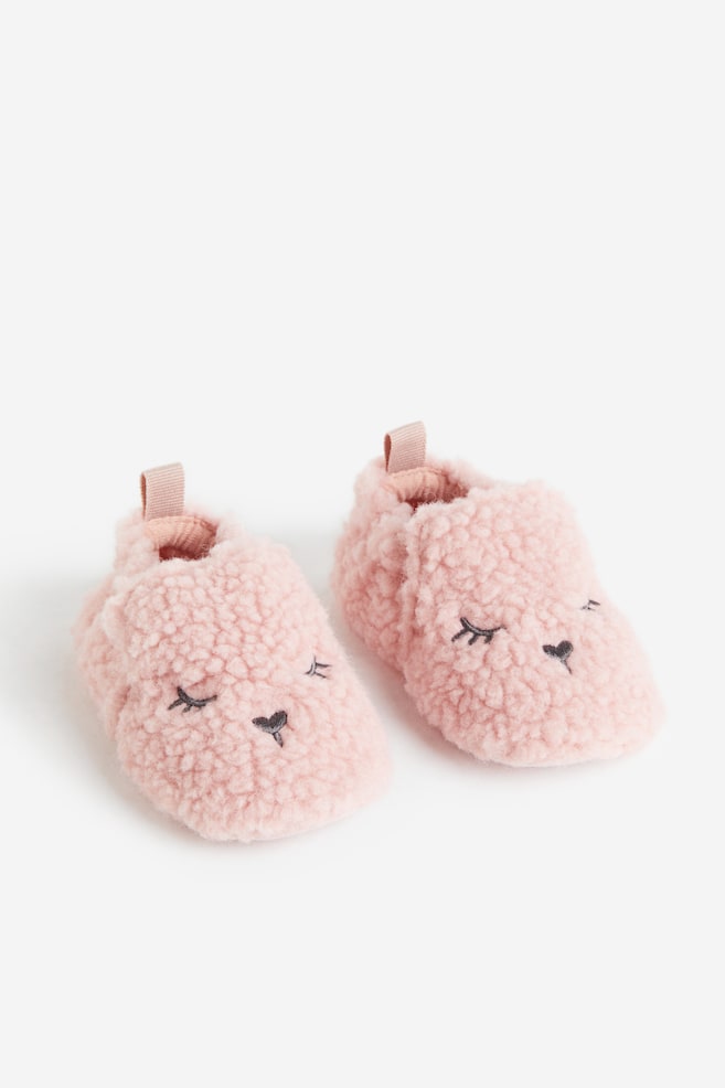 Teddy slippers - Light pink/Natural white - 1