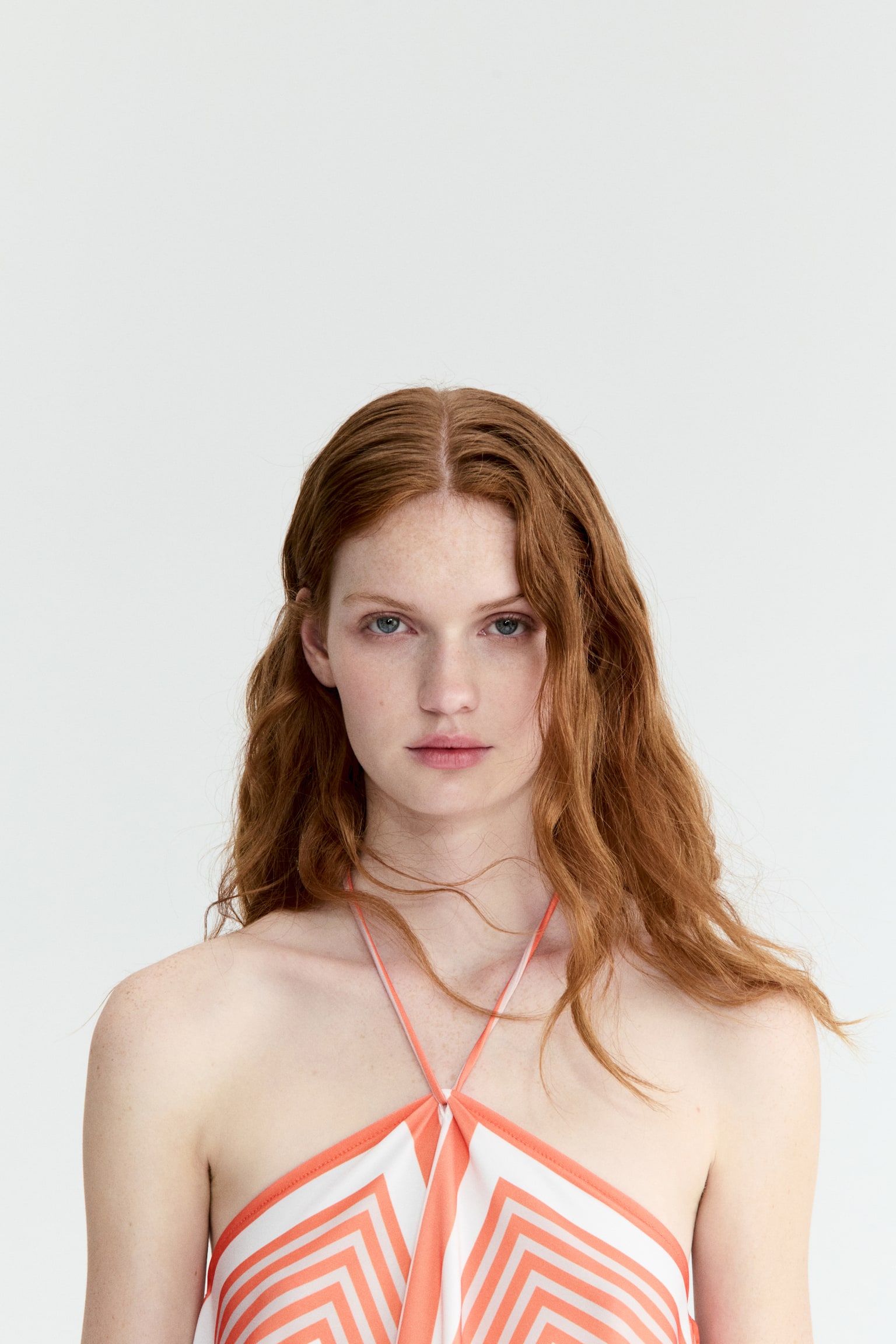 Halterneck top - Orange/Striped - 6