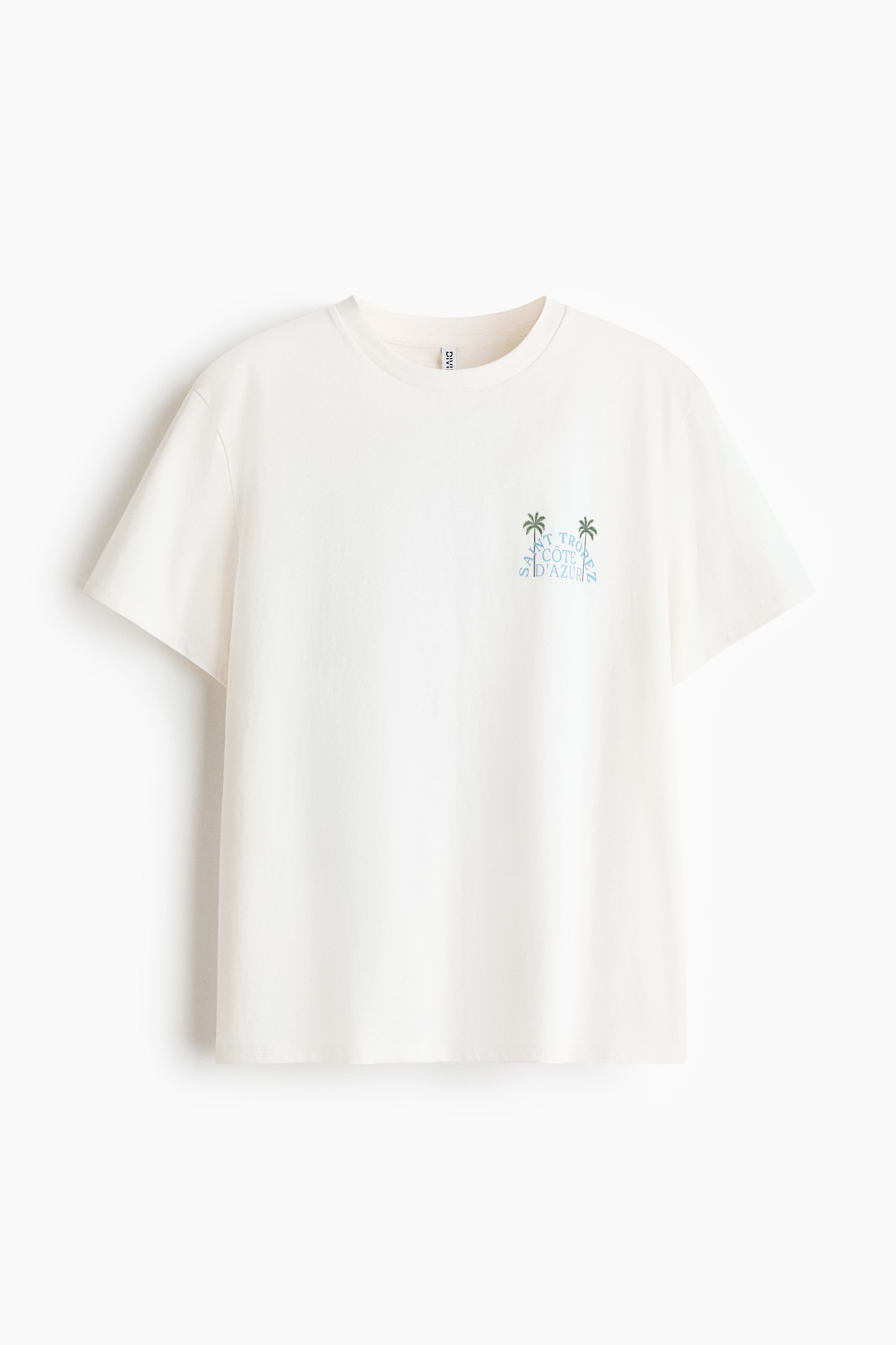 Printed cotton T-shirt - White/Palm trees/Light beige/Golden Hour