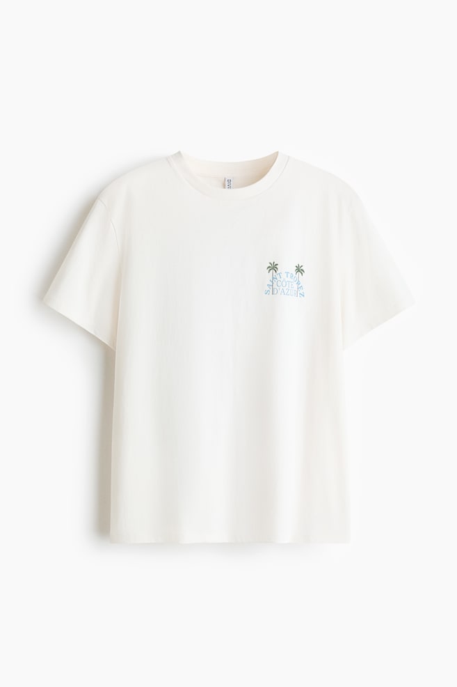 Printed cotton T-shirt - White/Palm trees/Light beige/Golden Hour - 1