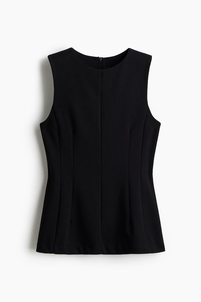 Ponte di Roma peplum top - Black/Light beige/Dark grey marl - 1