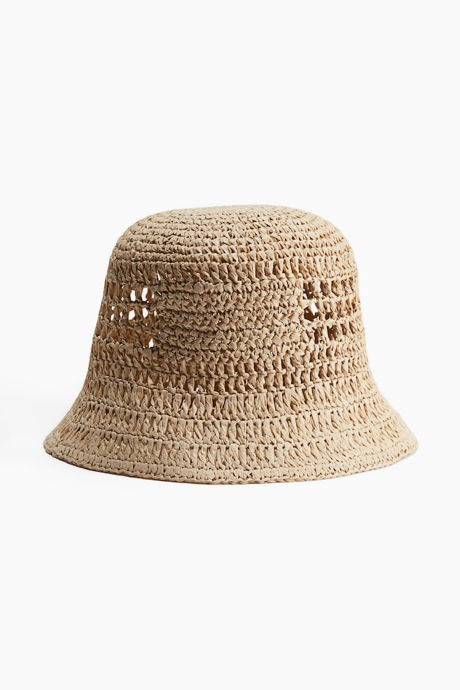 Bøllehat i strå - Beige/Sort - 1