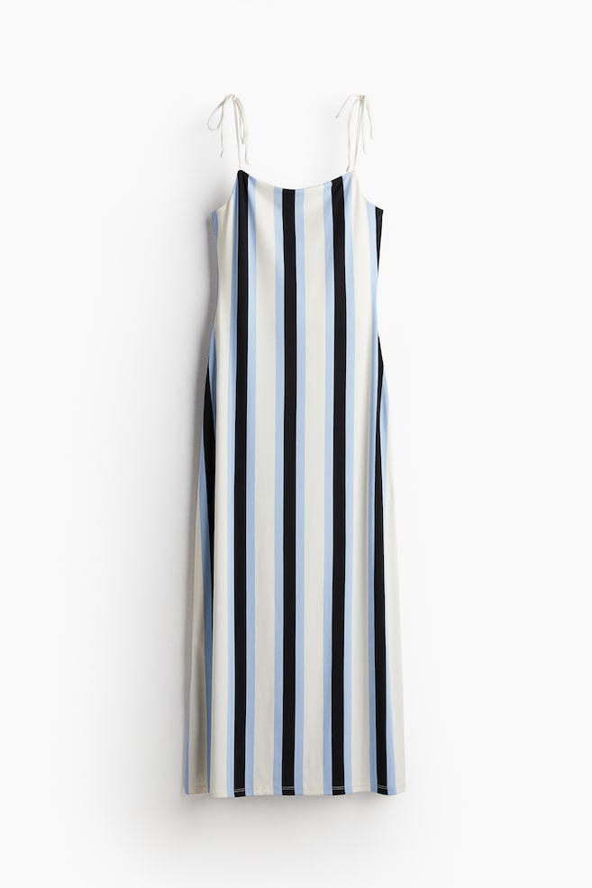 Tie-strap midi dress - White/Striped - 1