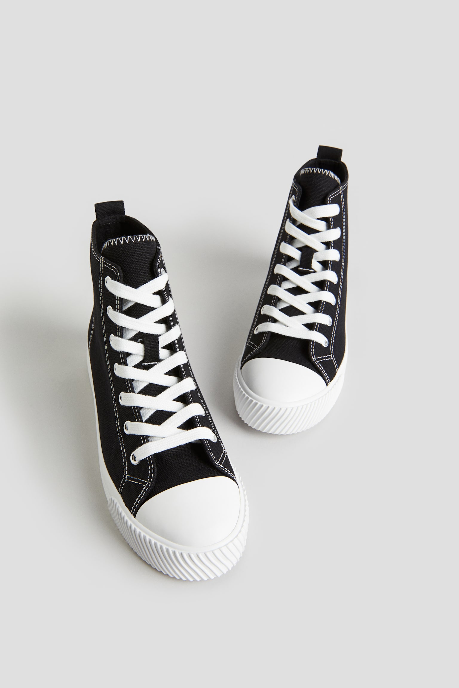 Cotton Canvas Hi Top Sneakers - Black - 4