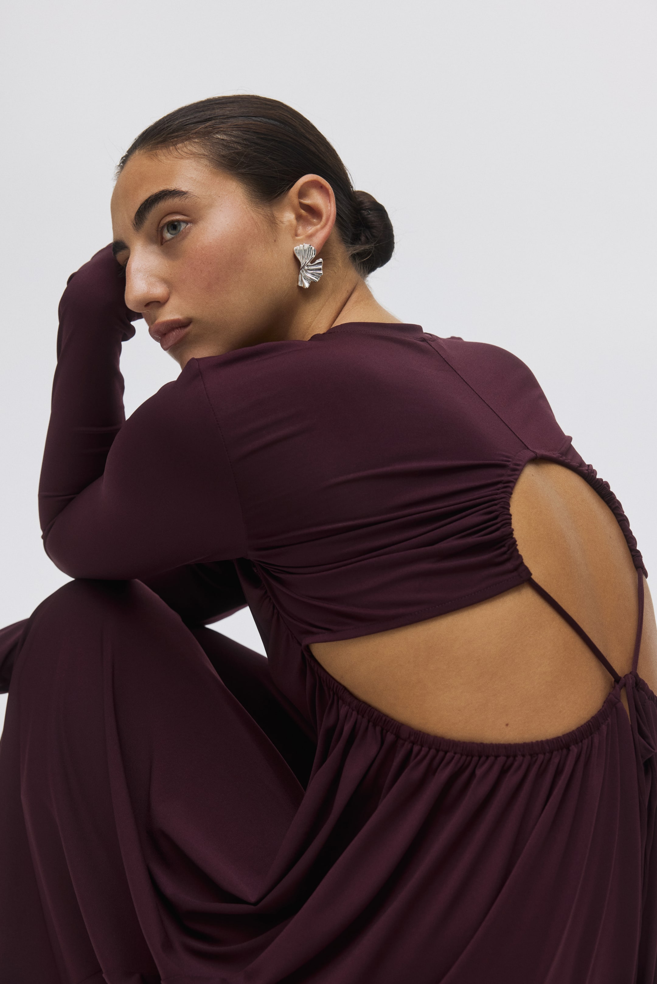 Ver imagen más grande: Vestido fruncido de punto - Burdeos - MUJER | H&M ES 2