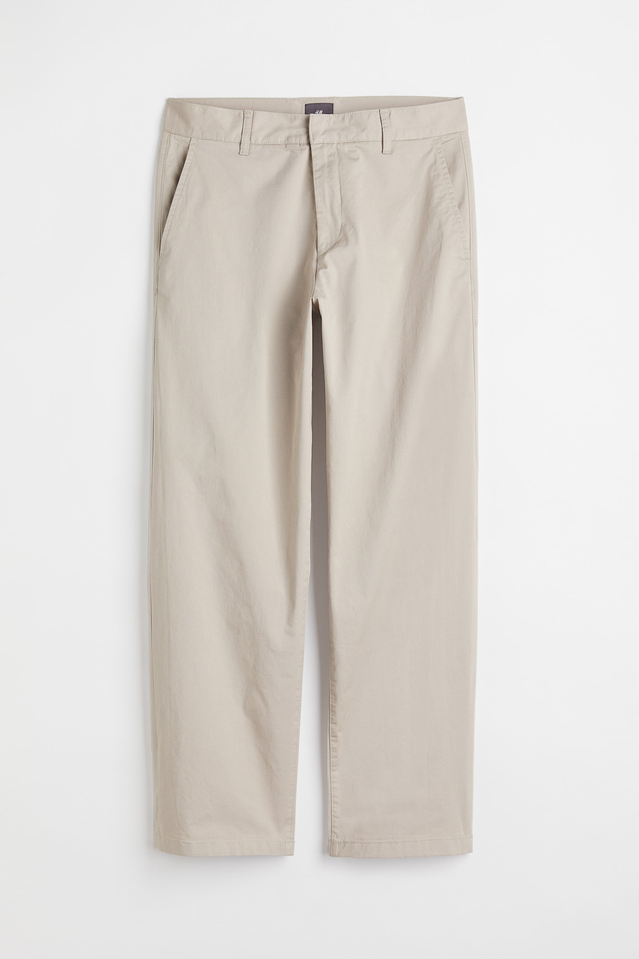 Relaxed Fit Cotton Chinos - Regular waist - Long - Beige - Men | H&M US