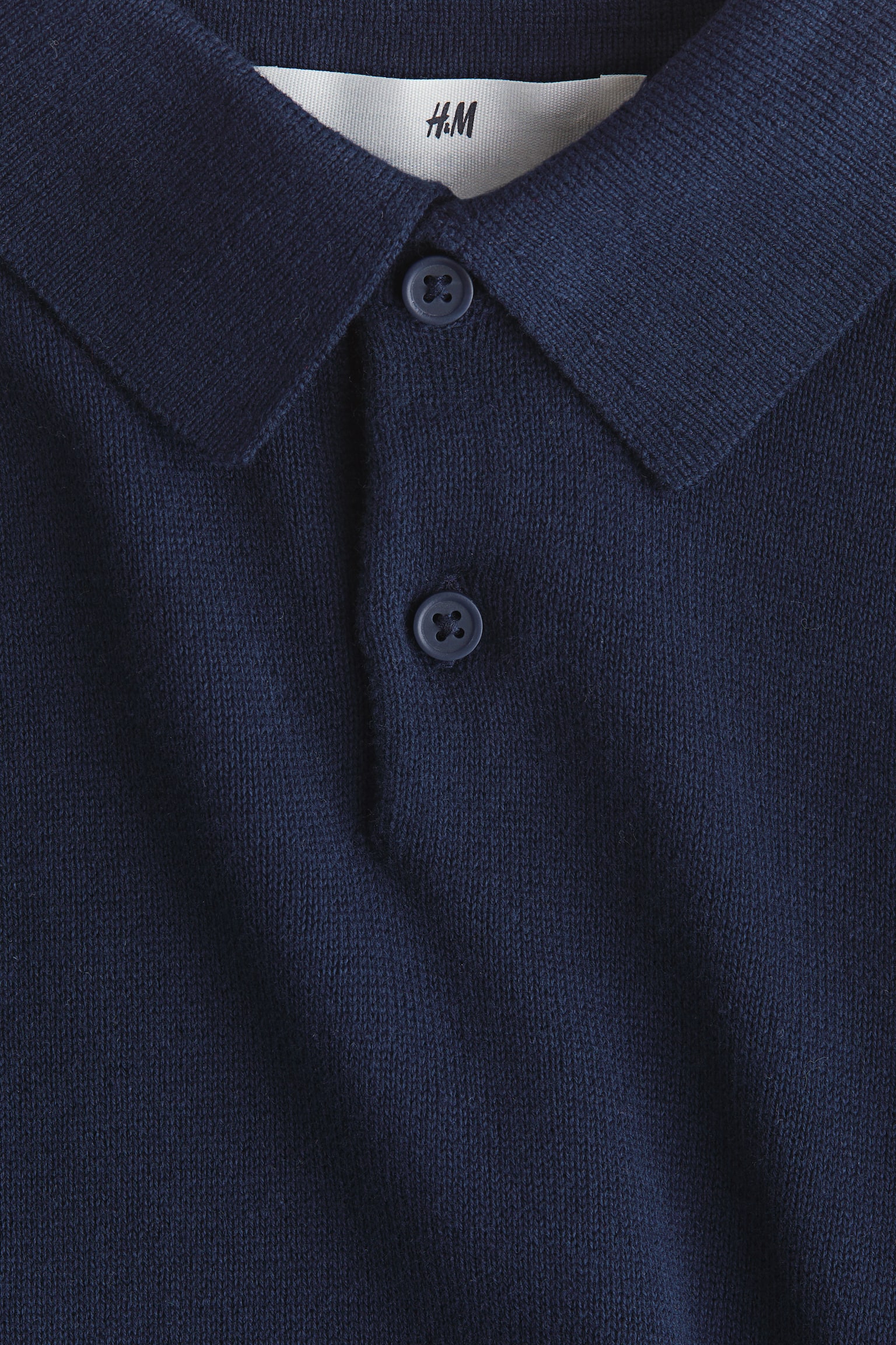 Детское поло H&M Fine-Knit Polo Shirt, цвет: Тёмно-синий — фото 2