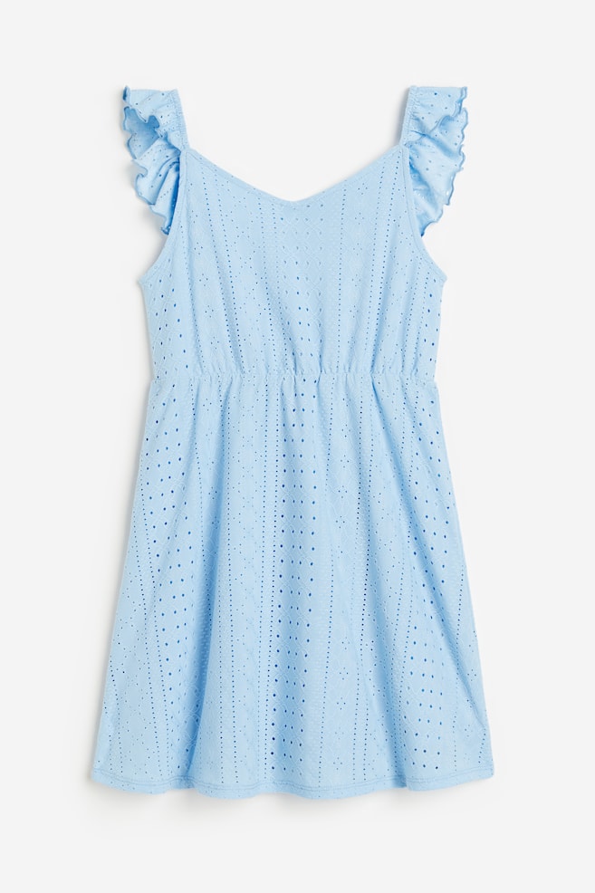 Kleid mit Volants - Hellblau/Schwarz/Weiß - 1