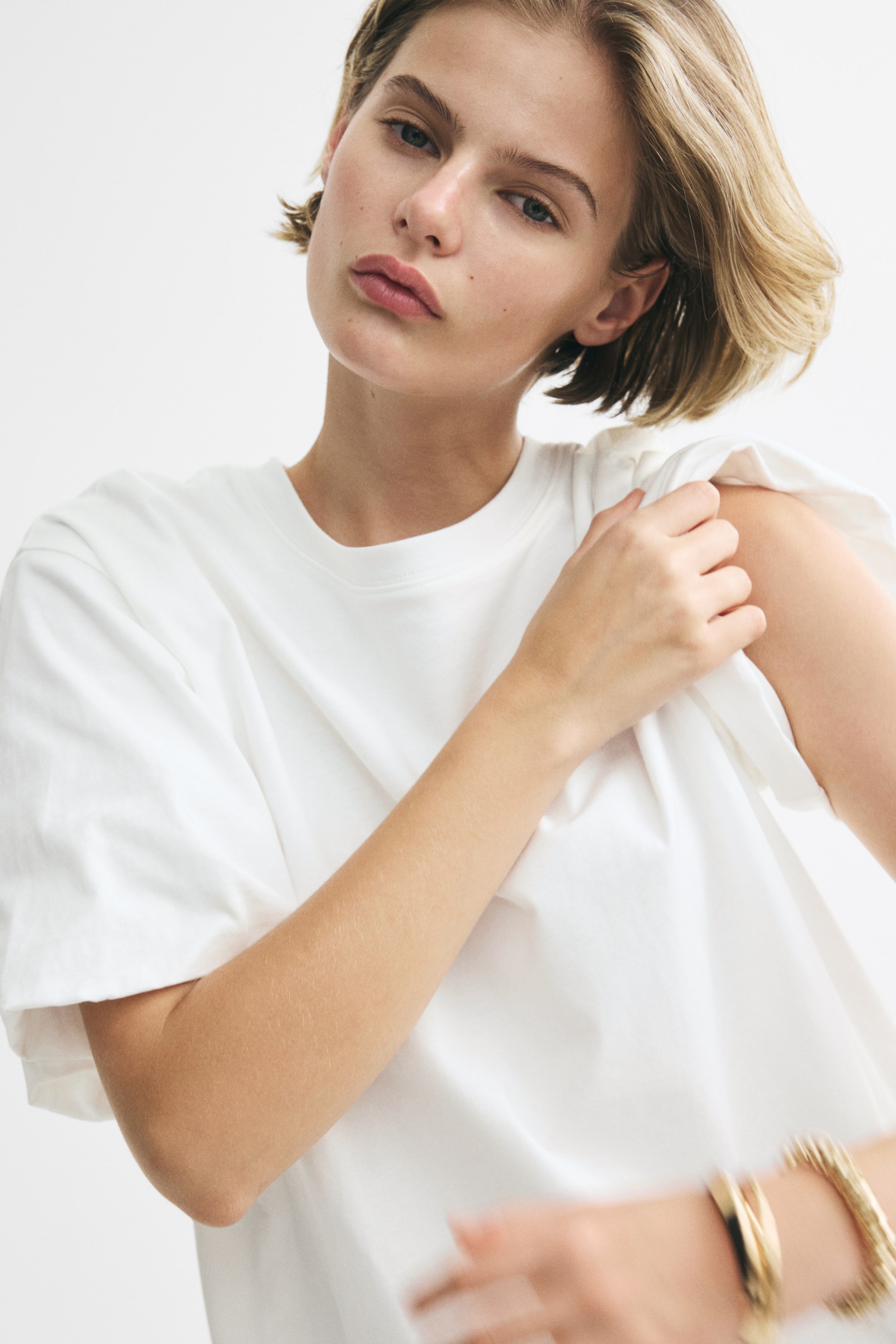 Bubble-Hem Cotton Top