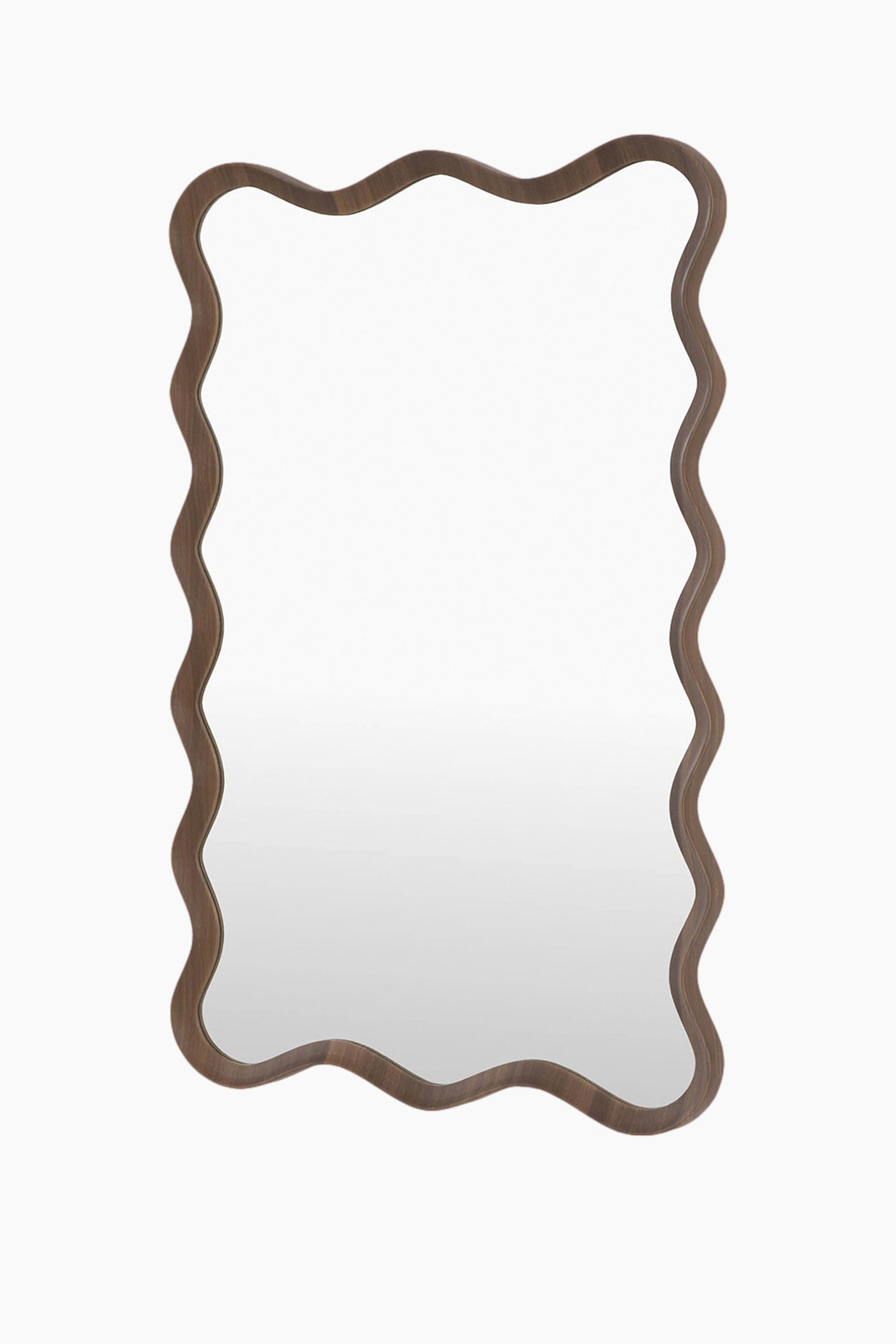 Wavy Edge Short Mirror - Dark Wood/Light Wood - 4