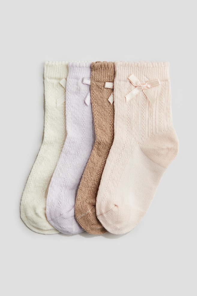 4er-Pack Socken - Rosa/Hellrosa/Herzen/Dunkelrot/Beige/Hellrosa/Geblümt/Rot/Beige/Beige/Hellrosa/Hellrosa/Geblümt/Rot/Herzen/Hellrosa/Weiss - 1