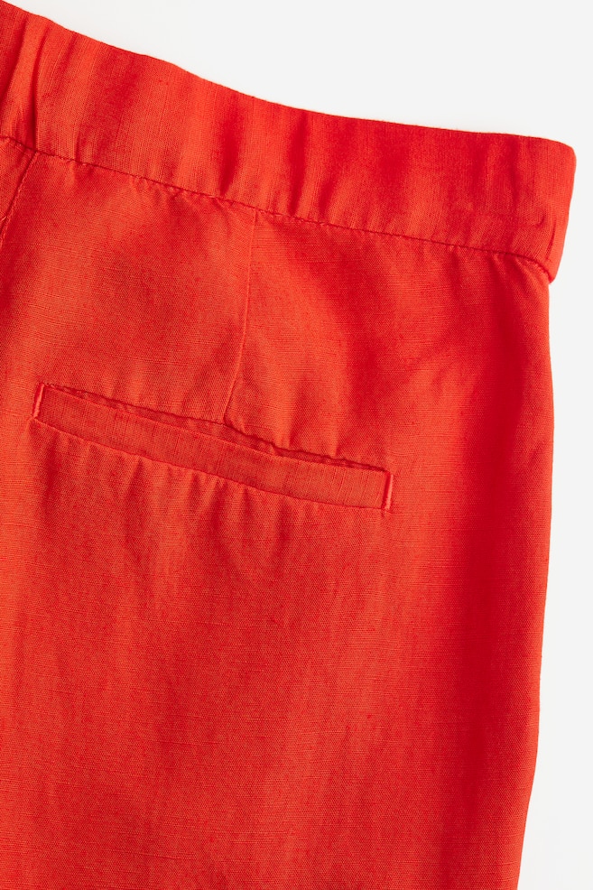 Rozszerzane spodnie z domieszką lnu - Czerwony/Morelowy - 6