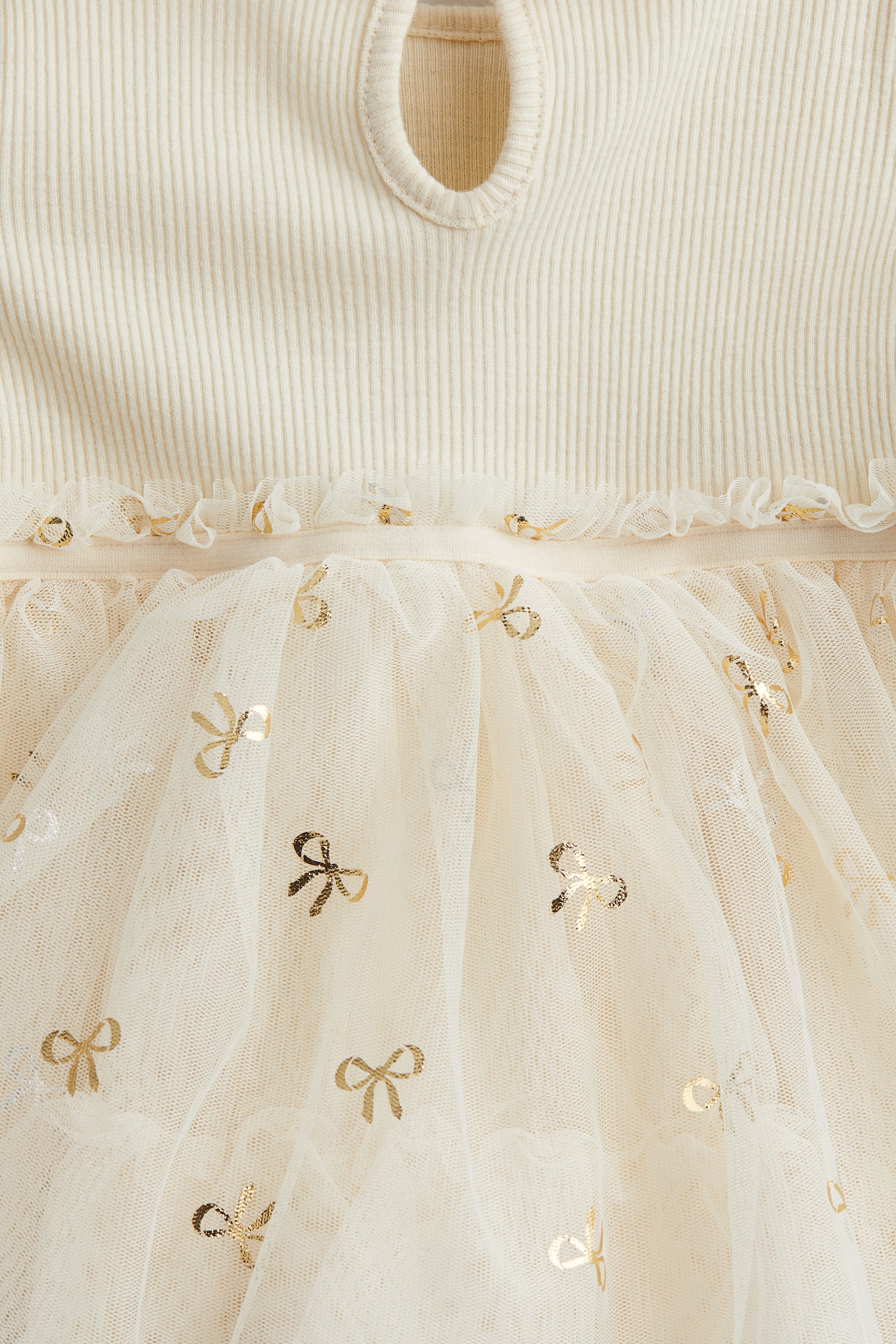 Tulle-skirt dress - Cream/Bows - 2