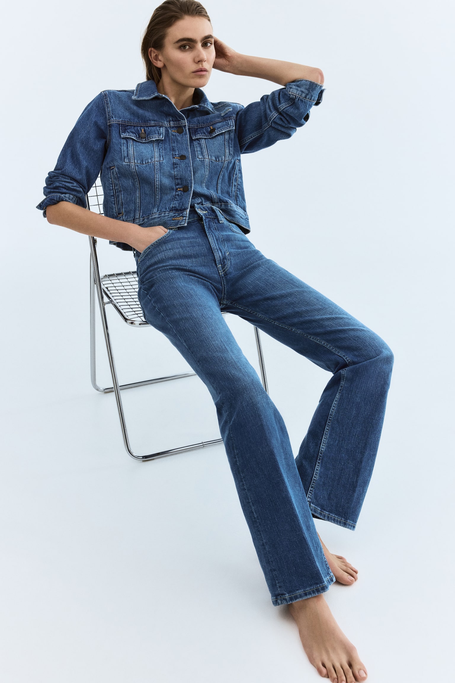 Bootcut High Jeans - כחול ג'ינס/חום כהה/כחול ג'ינס כהה - 7