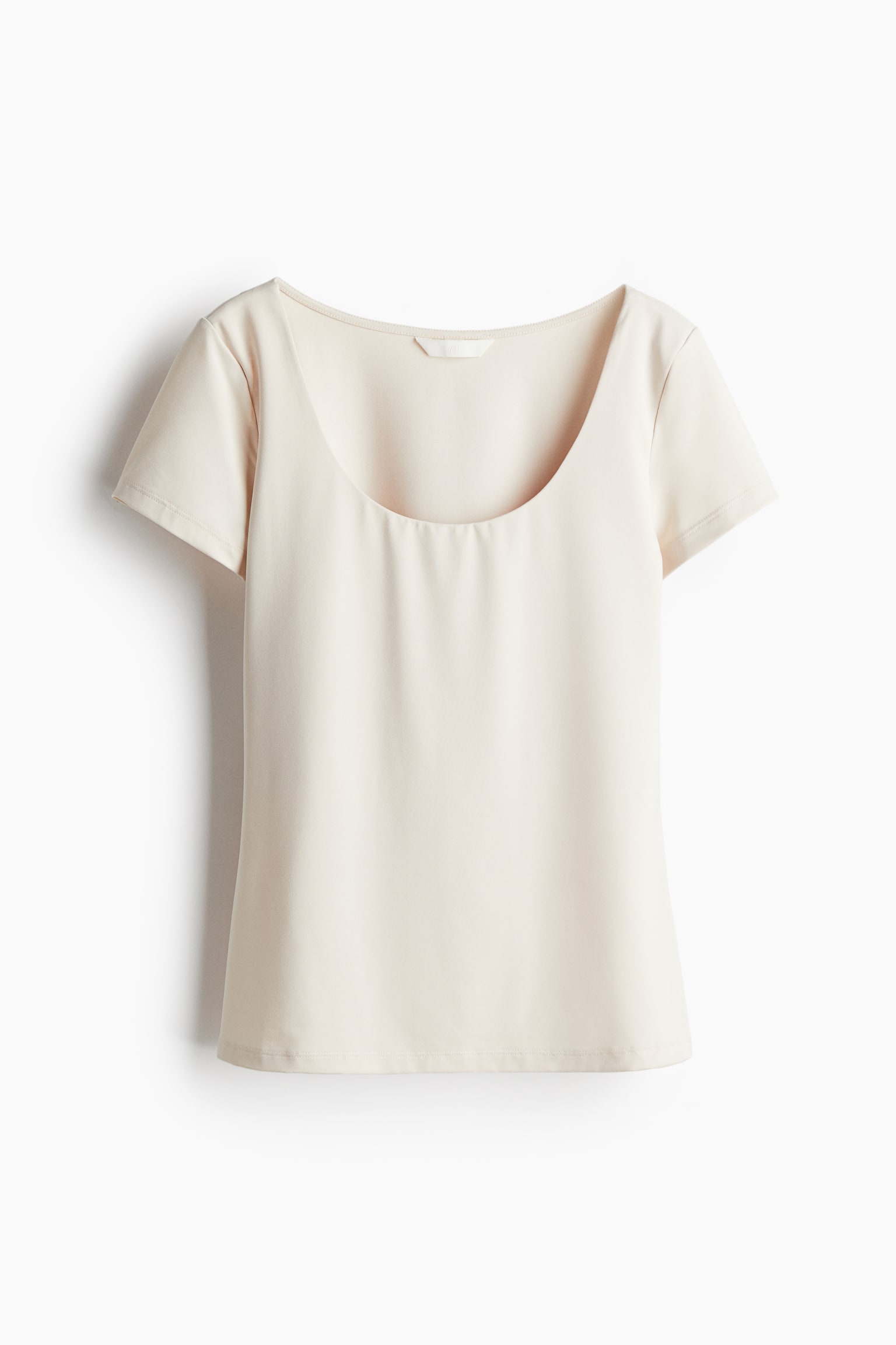 Scoop-neck top - Light beige/Red/Khaki green - 2