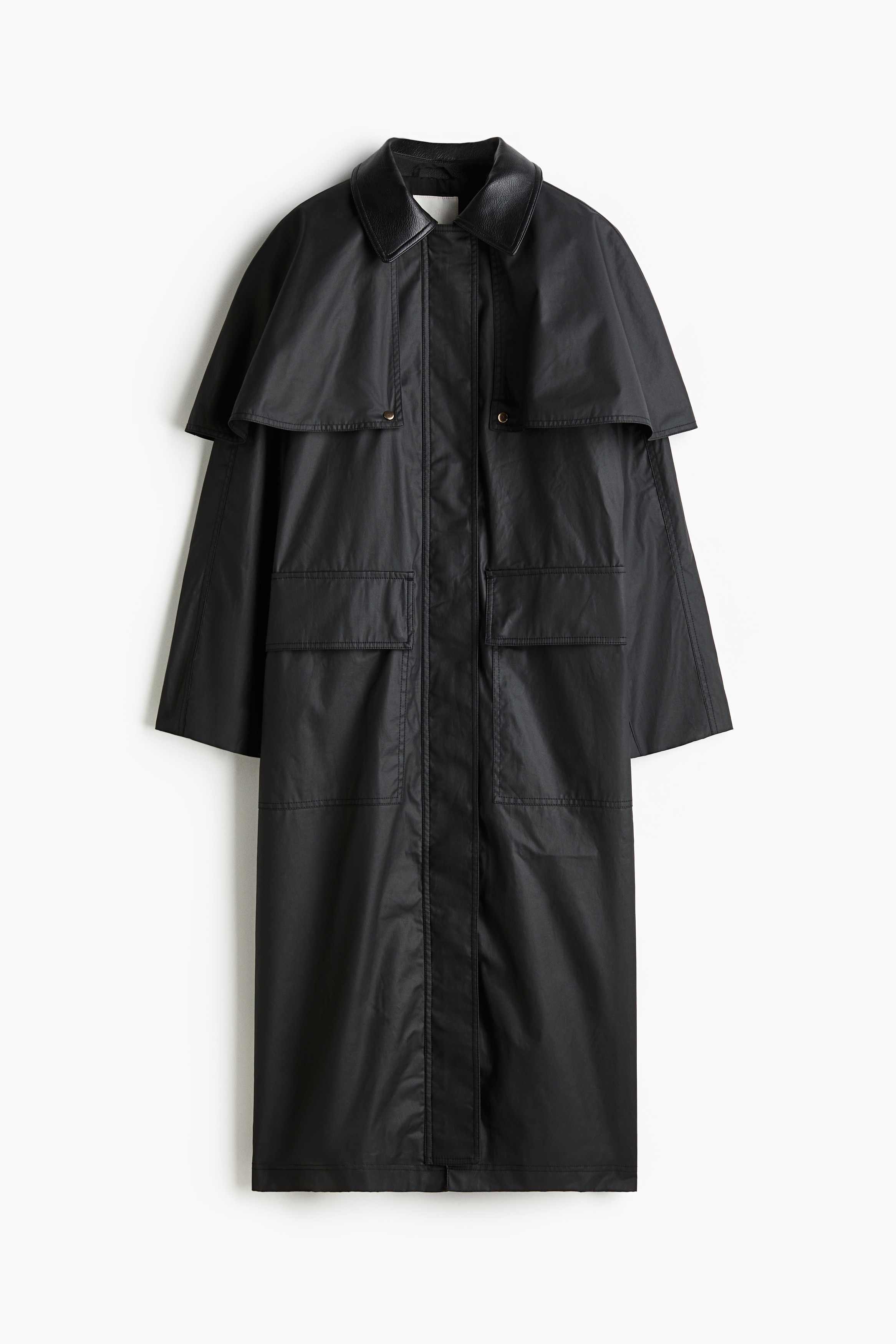 Ladies - Black Waxed cotton coat - Size: L  - H&M