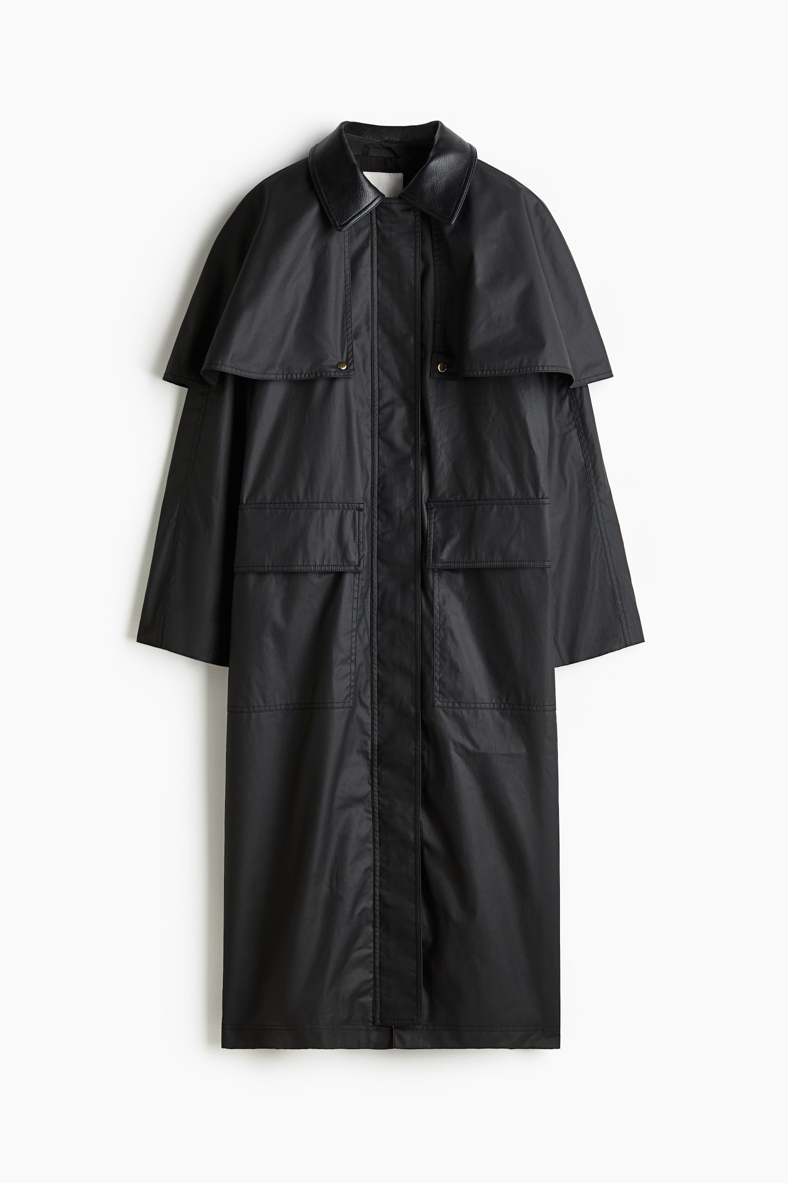 Waxed cotton coat - Black - 2