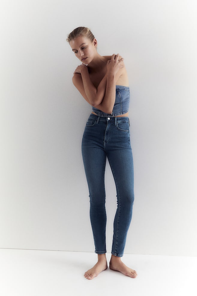 True To You Skinny Ultra High Ankle Jeans - Mørk denimblå/Lys denimblå/Sort/Denimblå/dc/dc/dc/dc - 1