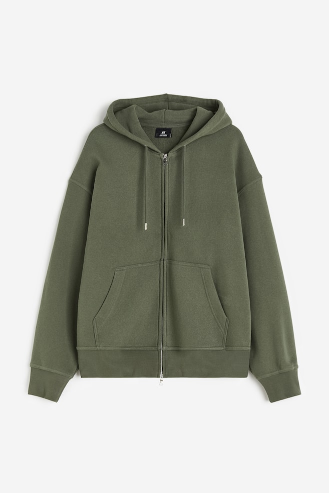 Oversized Fit Zip-through hoodie - Khaki green/Black/Beige/Dark blue - 2