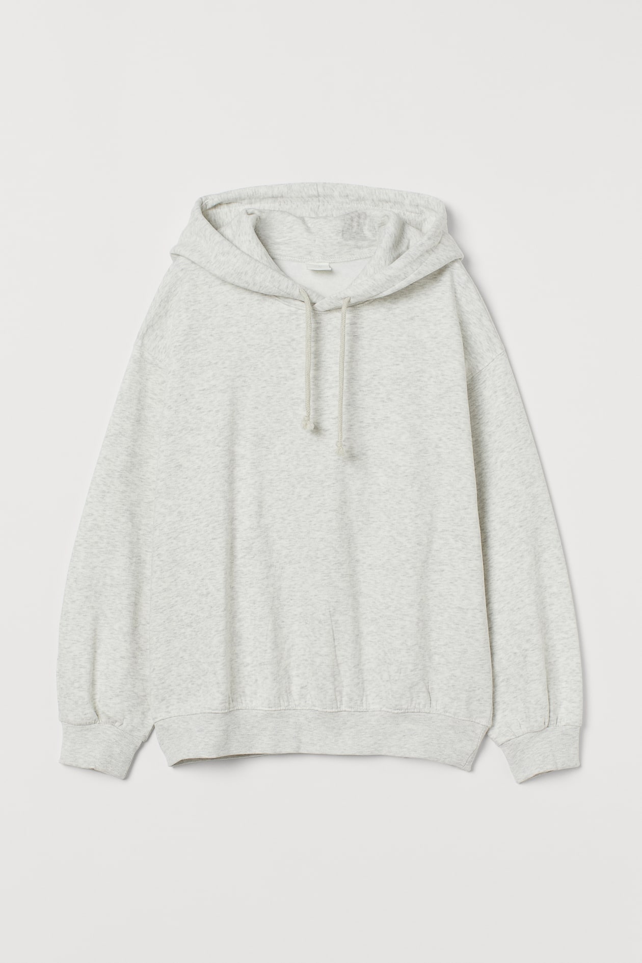 Cotton-blend Hoodie - Long sleeve - Regular length - Light gray melange ...