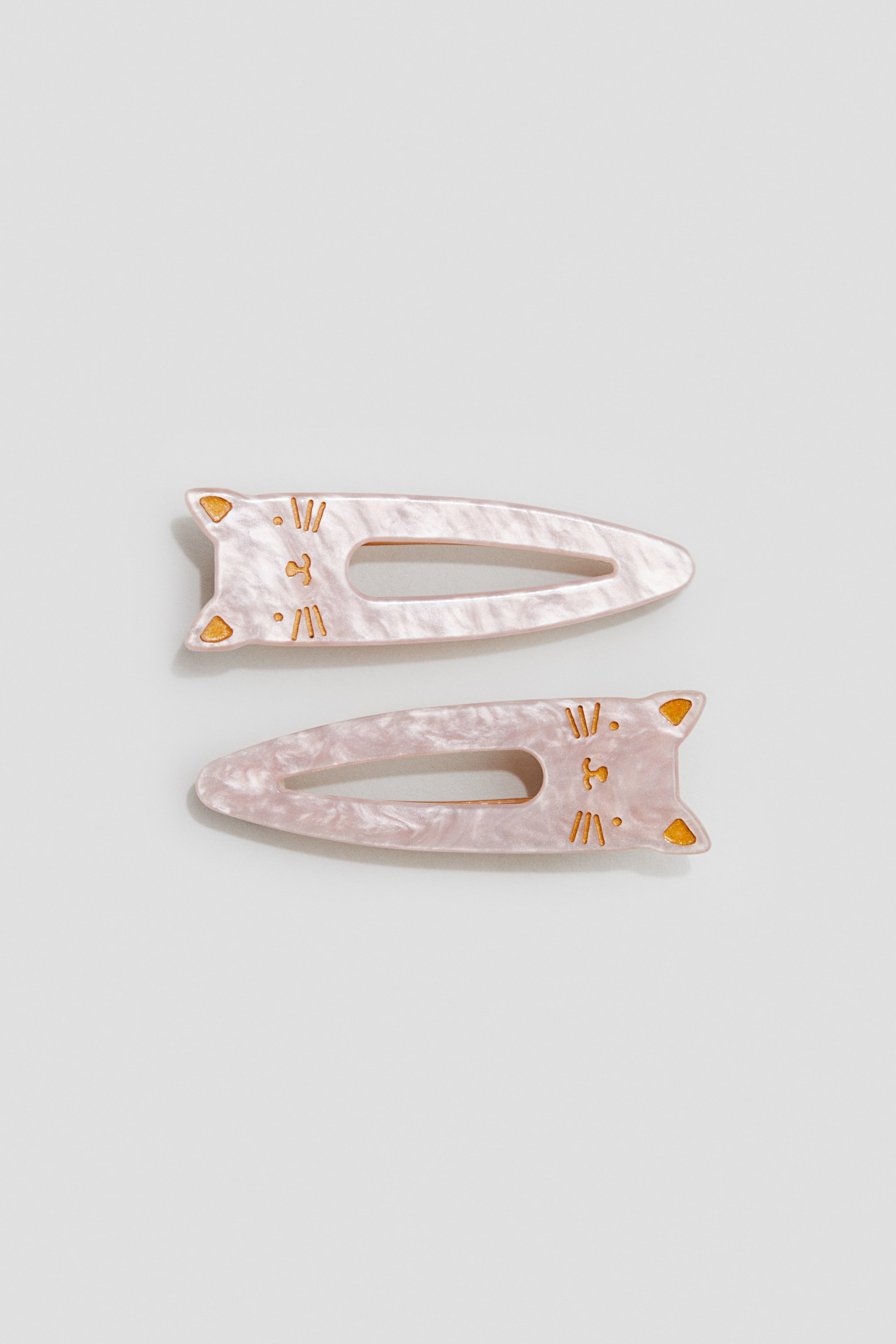 View larger image: 2-Pack Appliquéd Hair Clips - Light pink/Cats - Kids | H&M US 1