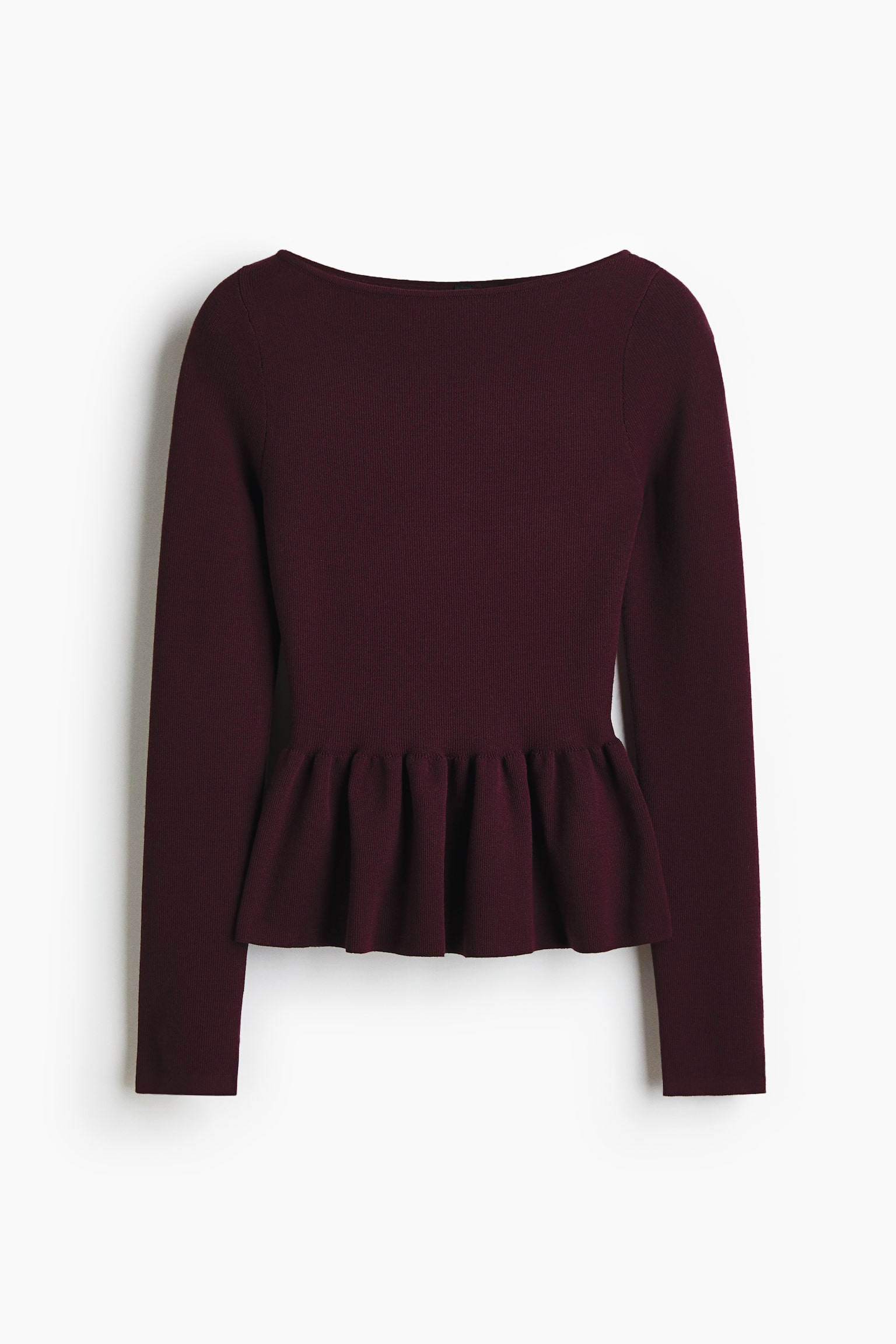 Knitted peplum top - Plum red/Black/Light blue/Cream - 1