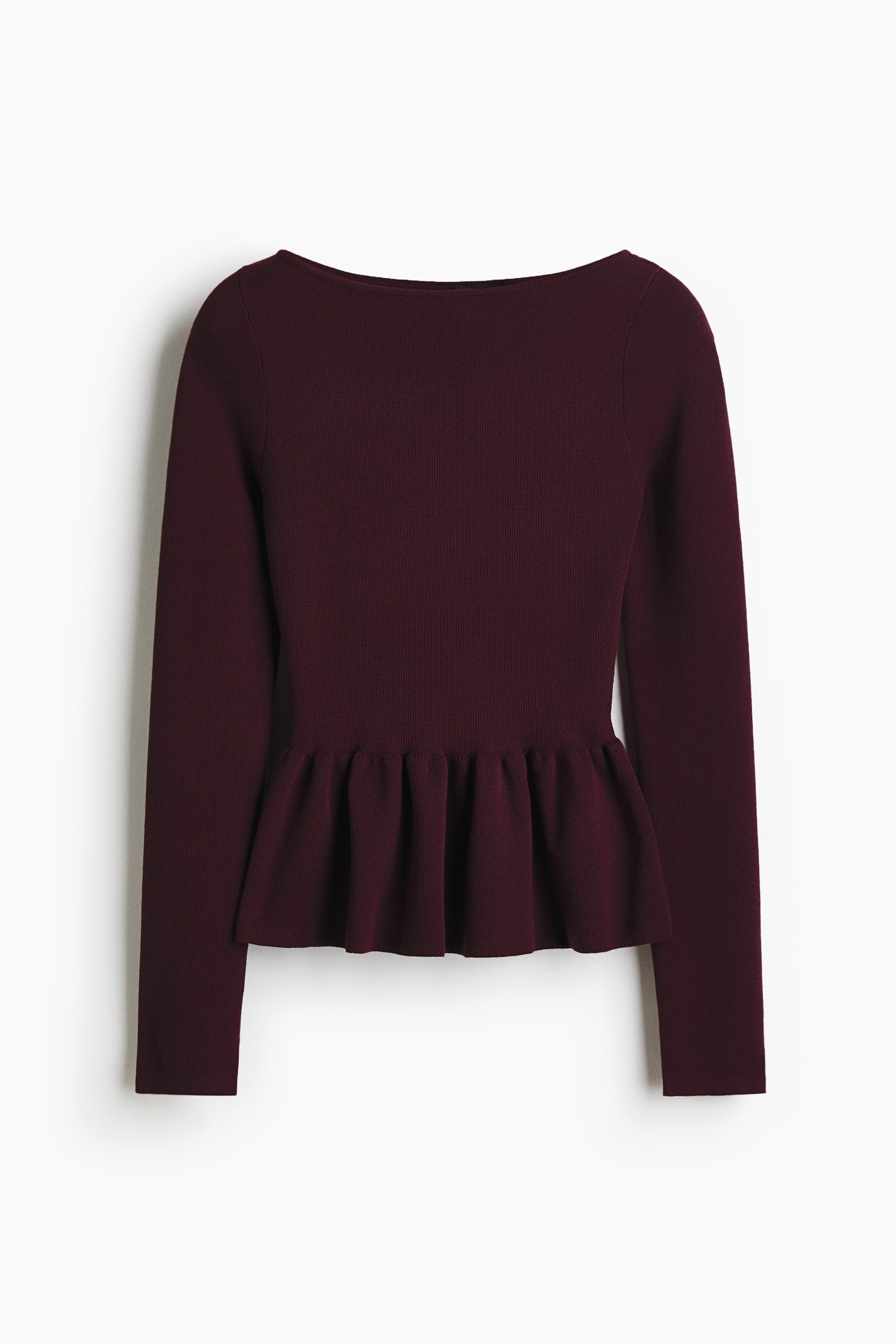 View larger image: Knitted peplum top - Plum red - Ladies | H&M IN 4