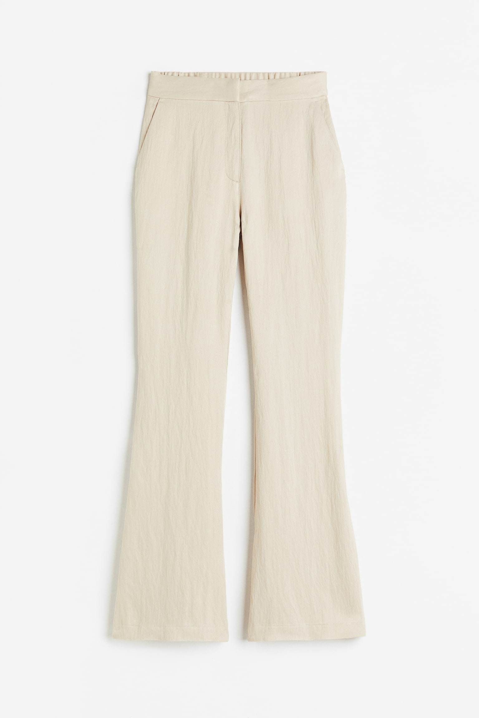 Flared viscose trousers - Light beige/Lime green - 1