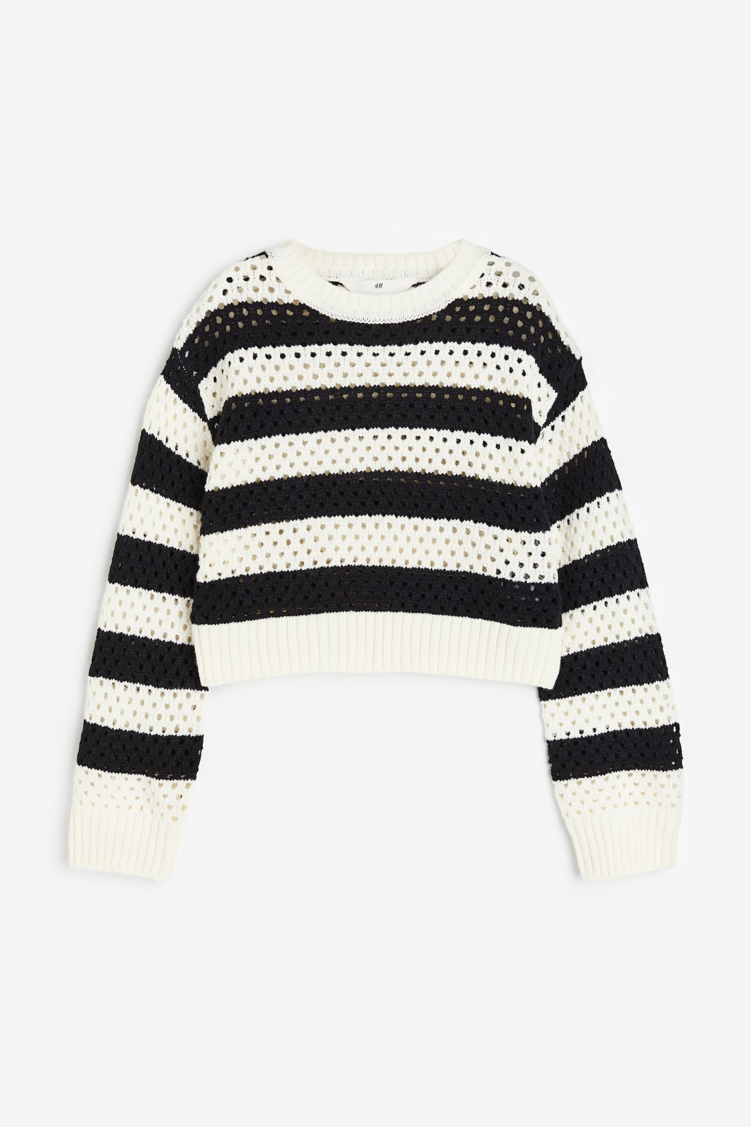 Hole Knit Sweater - White/Black stripe/Light purple/Pink - 1