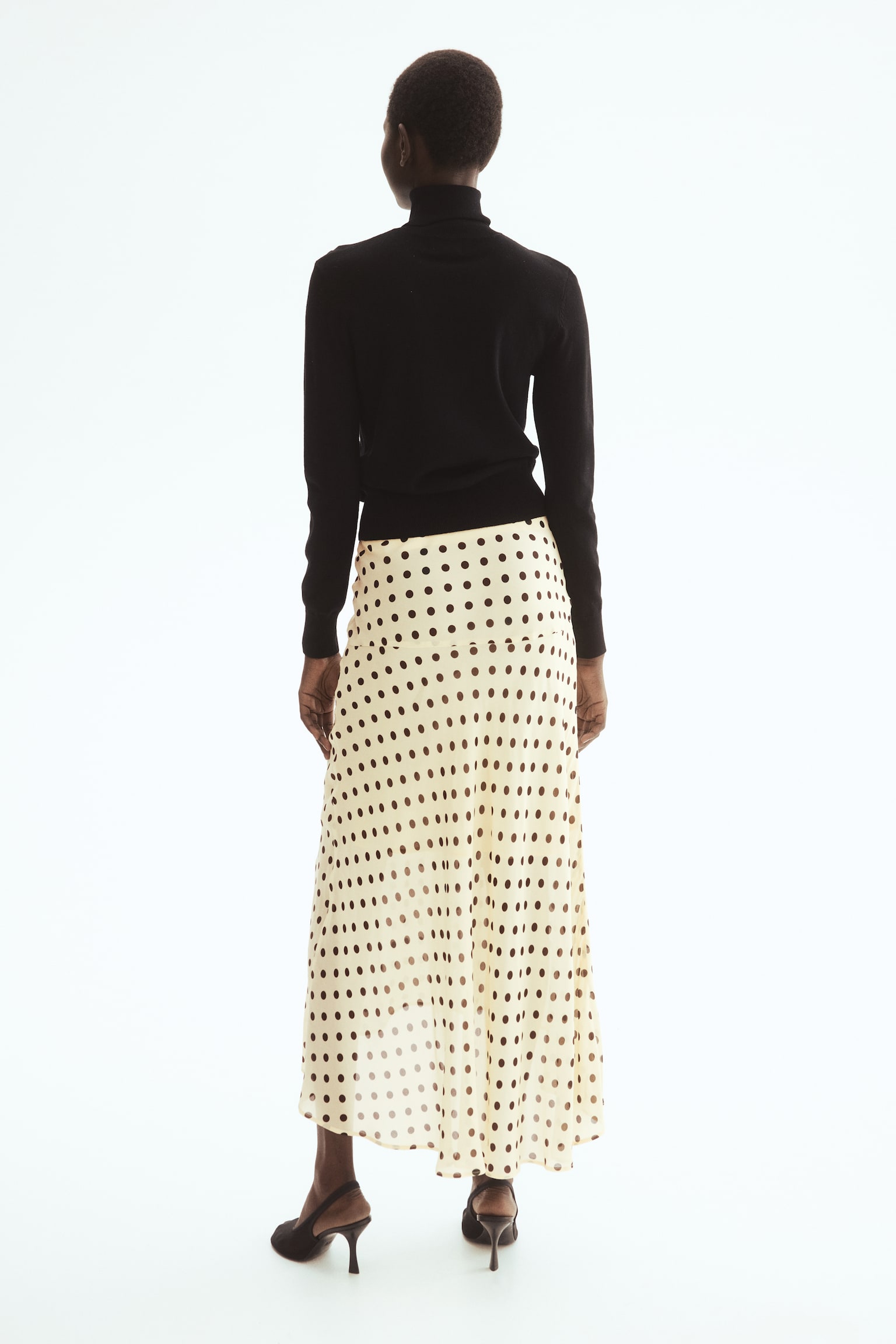 Viscose skirt - Light beige/Polka dot - 4
