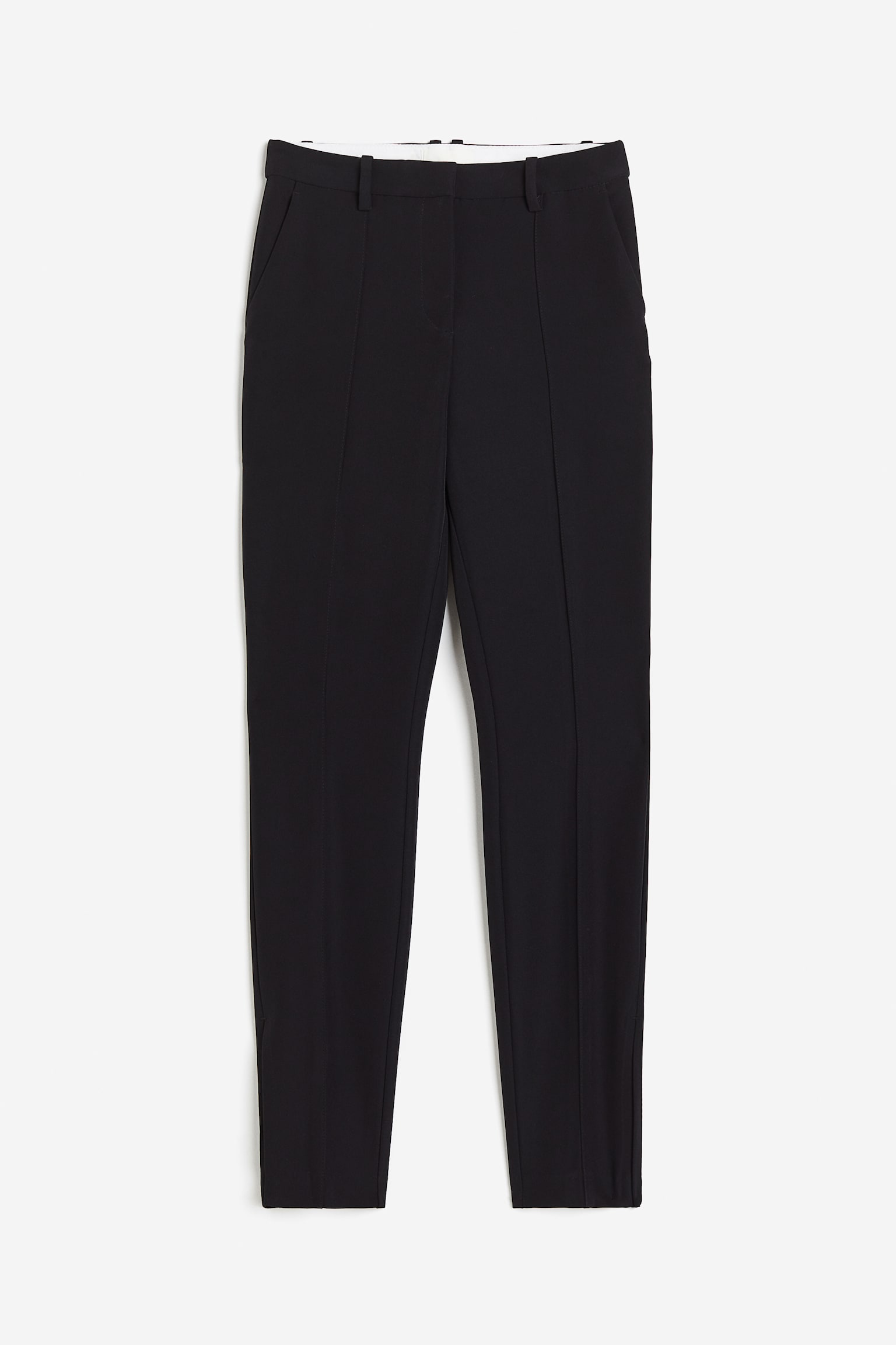 Slit-hem trousers - Black/Black/Dogtooth-patterned - 1