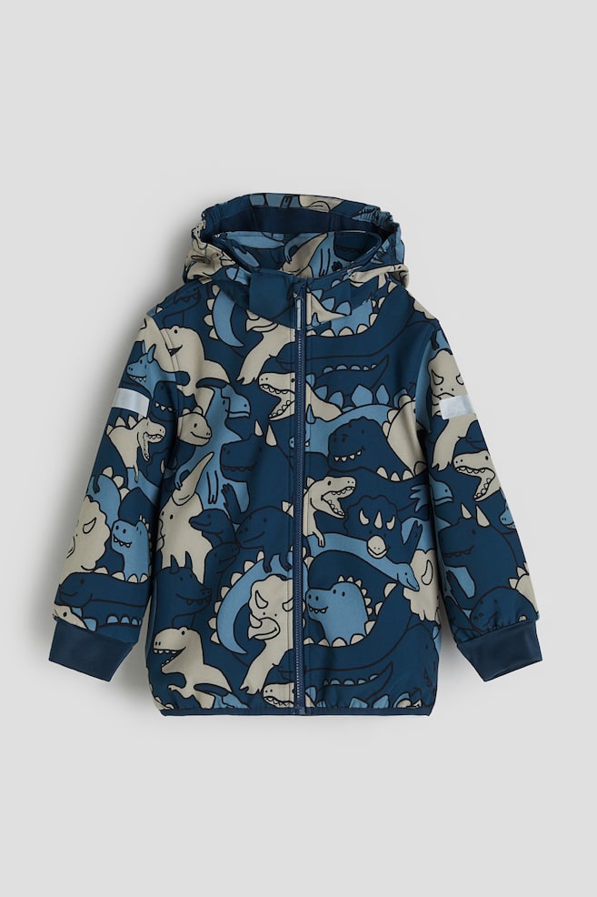 Water-resistant softshell jacket - Dark blue/Dinosaurs/Dark dusty pink/Floral/Light beige/Patterned - 1