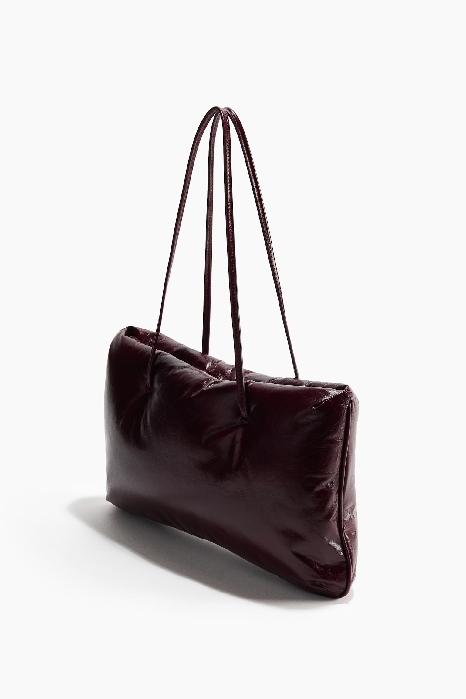 Padded leather shoulder bag - Burgundy - 3