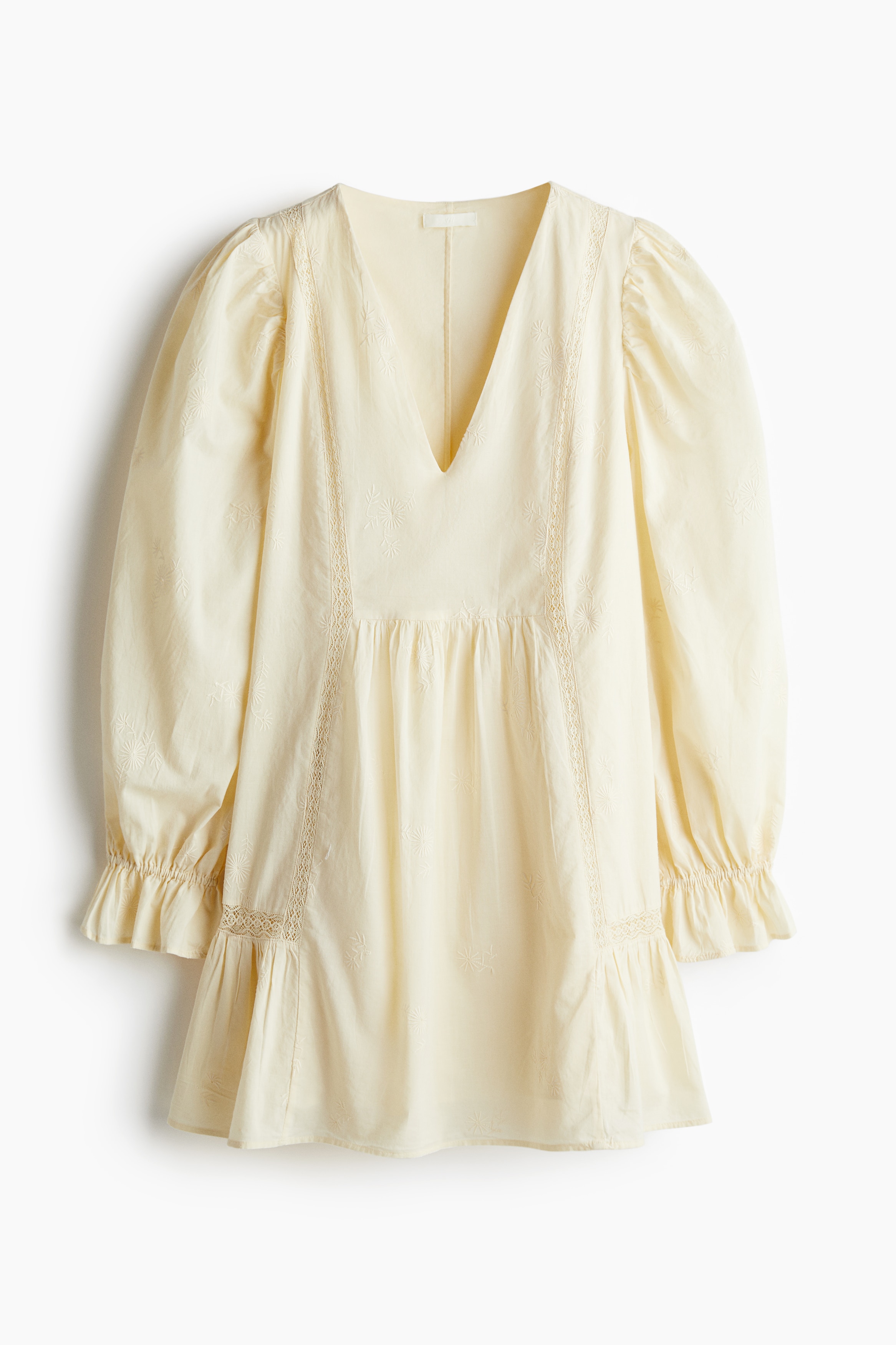 Robe tunique en coton - Jaune pâle/Noir