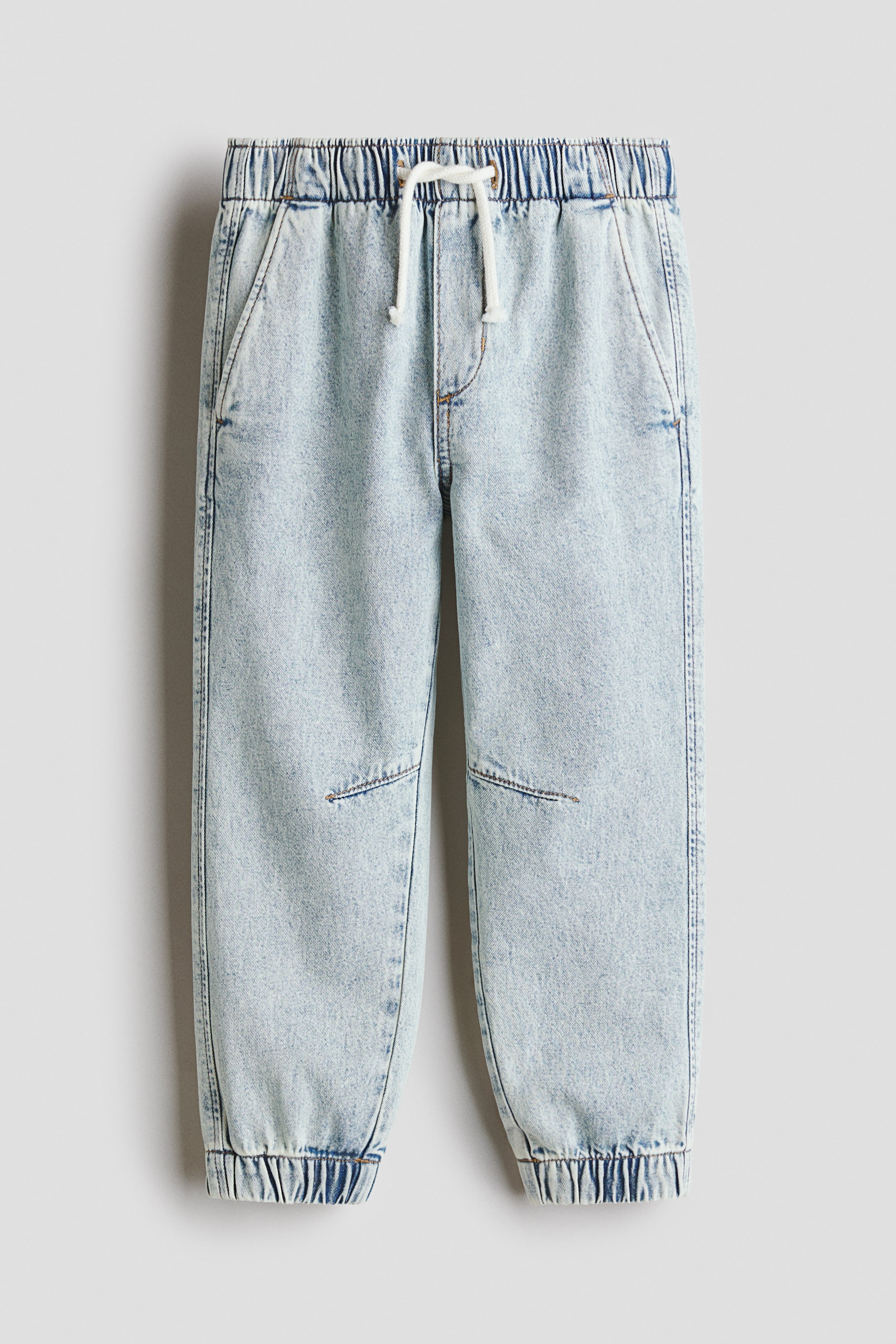 View larger image: Cotton Denim Joggers - Washed light denim blue - Kids | H&M US 1