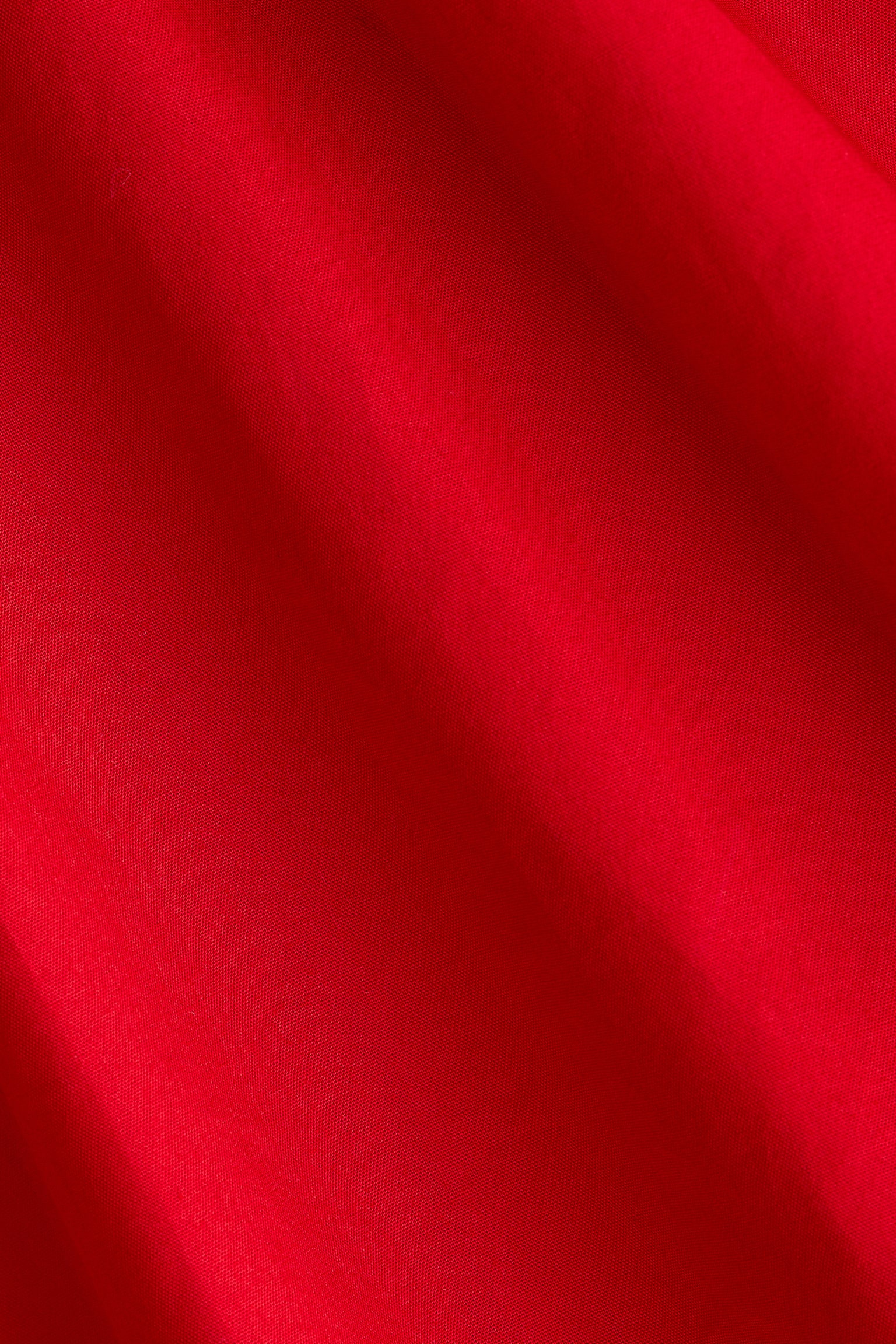 Smocked flared-skirt dress-Red - 4