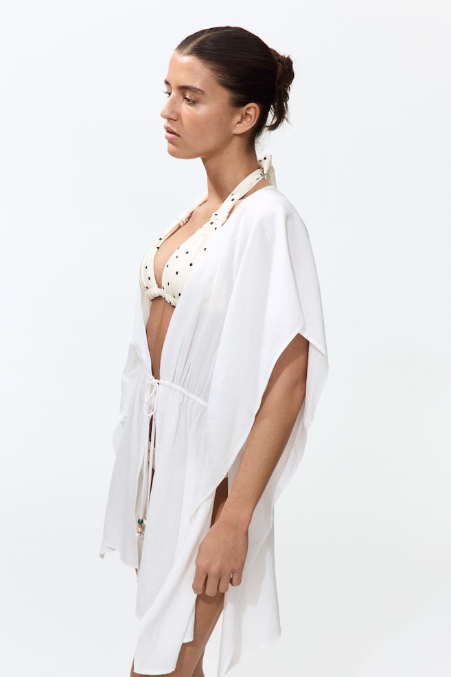 Beach kaftan dress - Cream/Dark brown/Black - 2