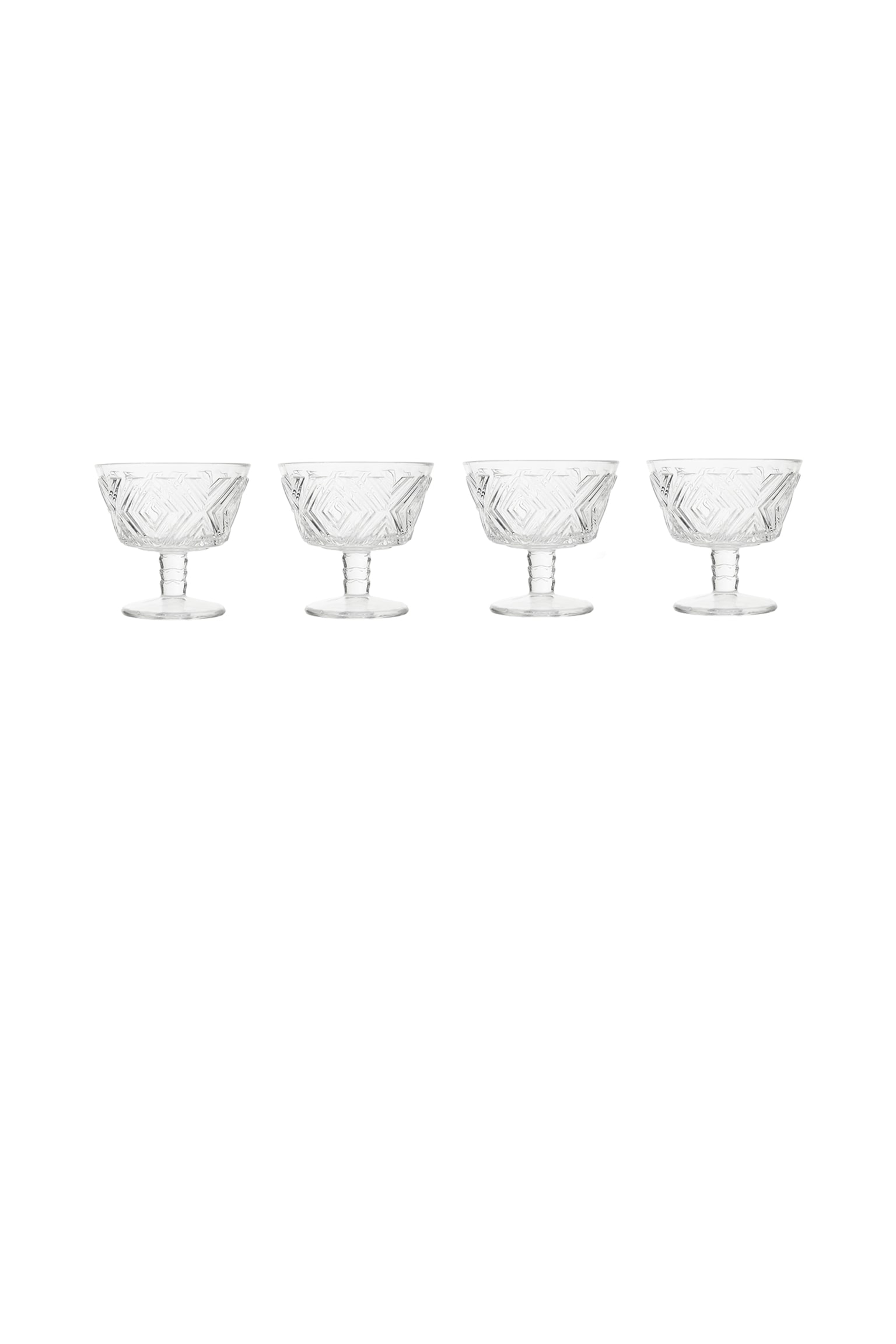 Fleur S/4 Dessert Dishes - Clear - 1