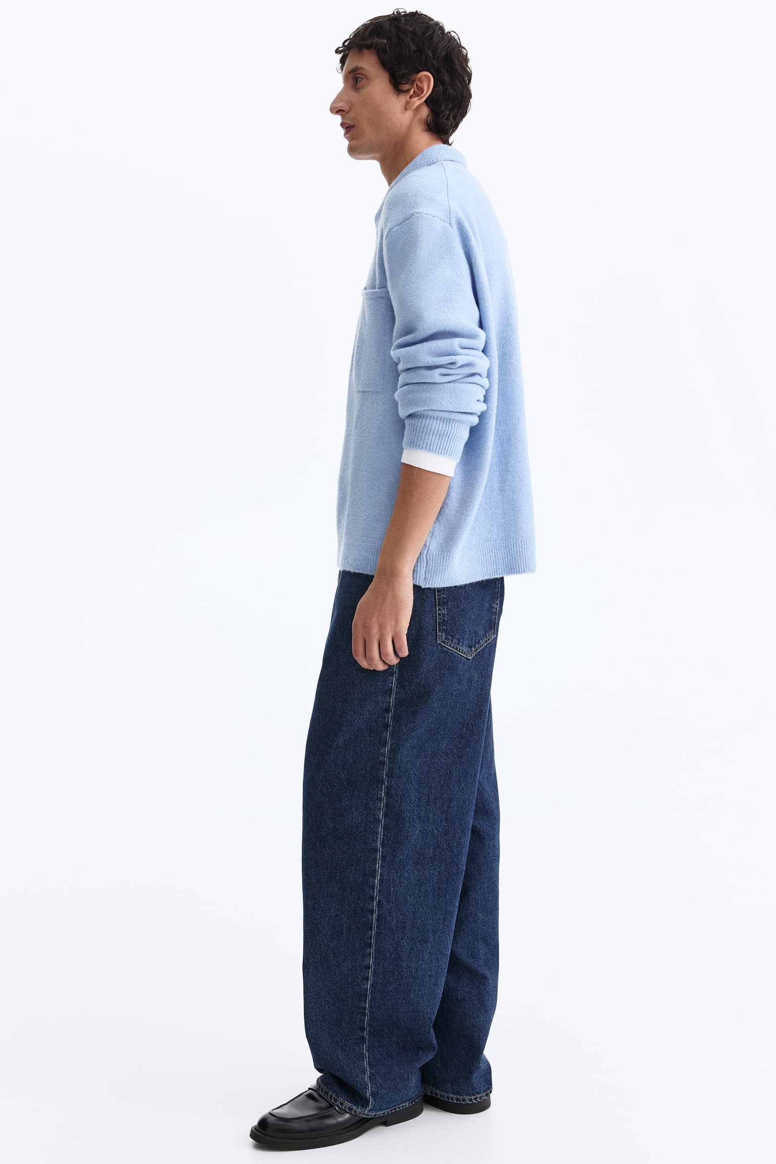 סוודר עם רוכסן בחלק העליון Regular Fit - תכלת/בורדו - 7